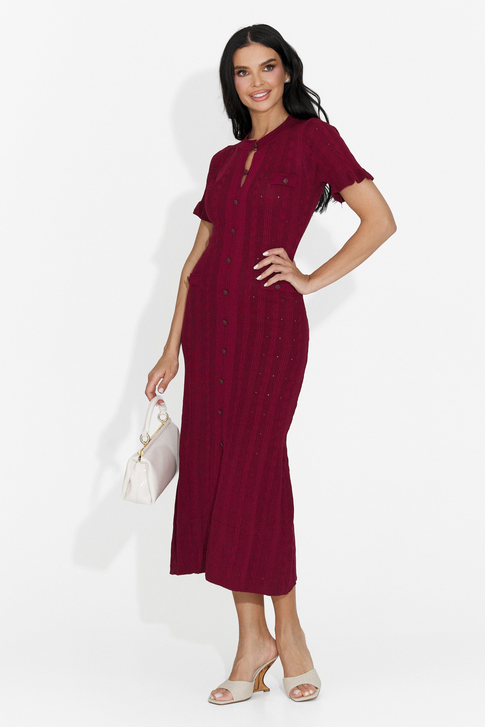 Rochie dama scurta burgundy Verioma Bogas