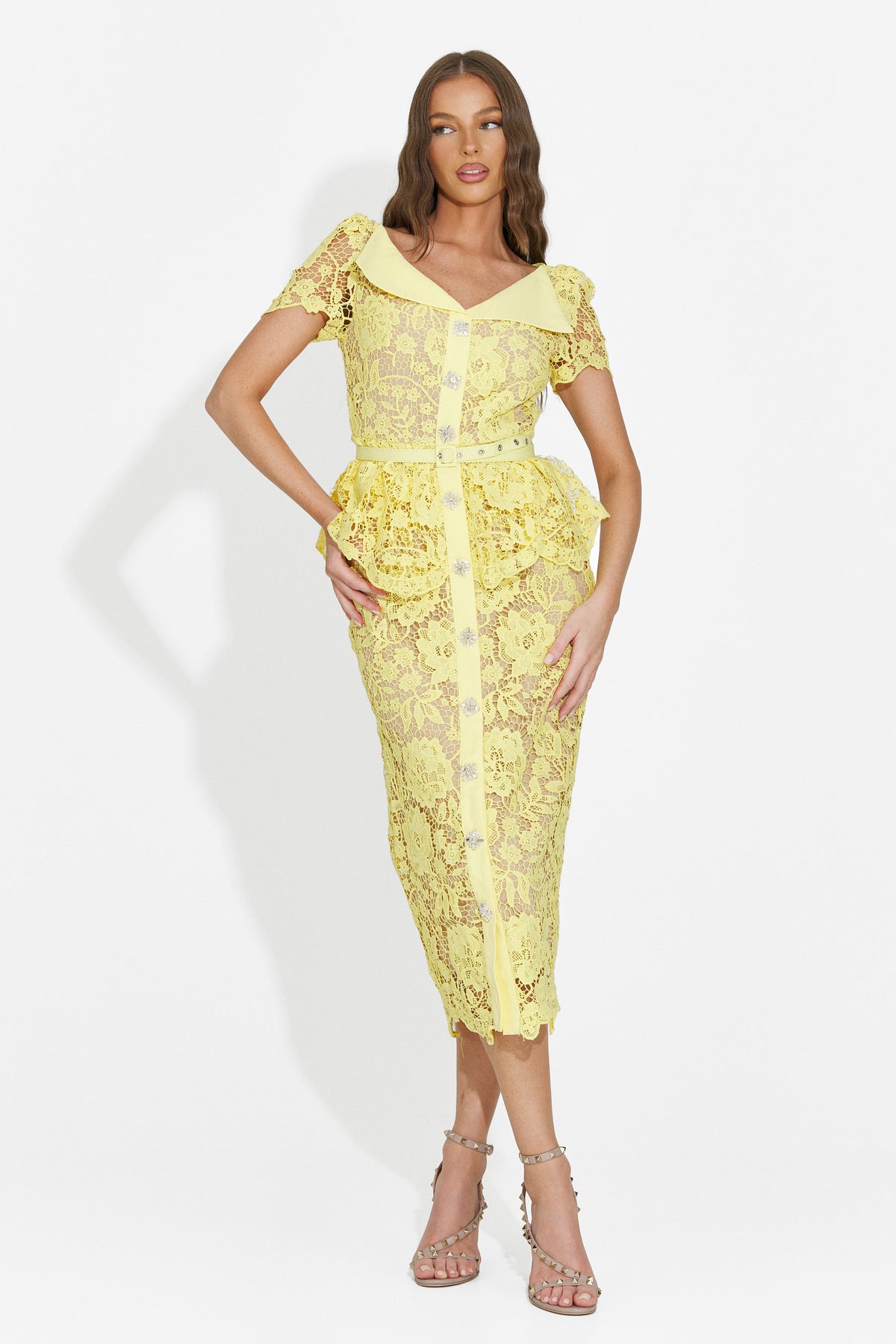 Rochie dama scurta galbena Akaria Bogas, imaginea 3 din 6
