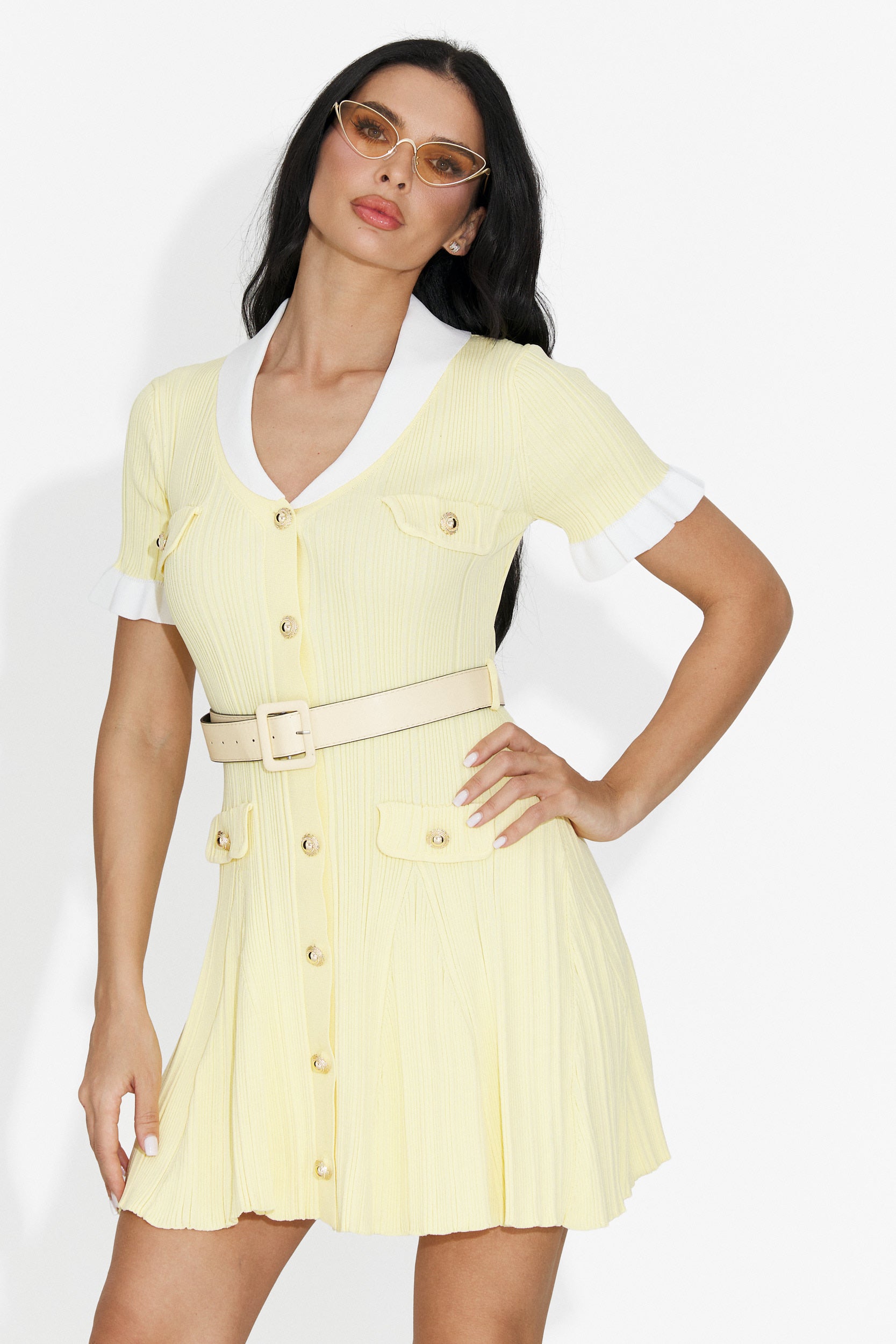 Rochie dama scurta galbena Casanda Bogas