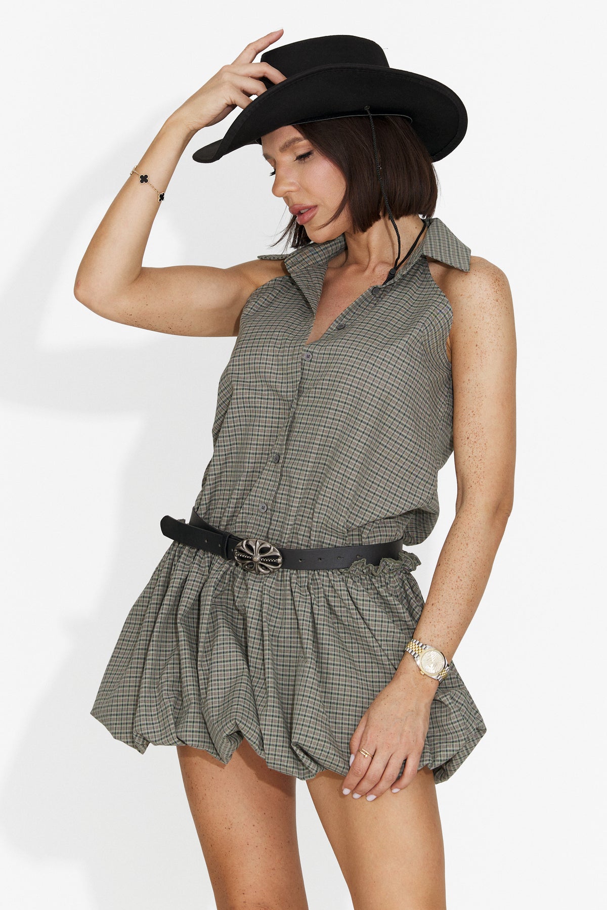 Rochie dama scurta kaki Imperial Bogas, imaginea 3 din 9