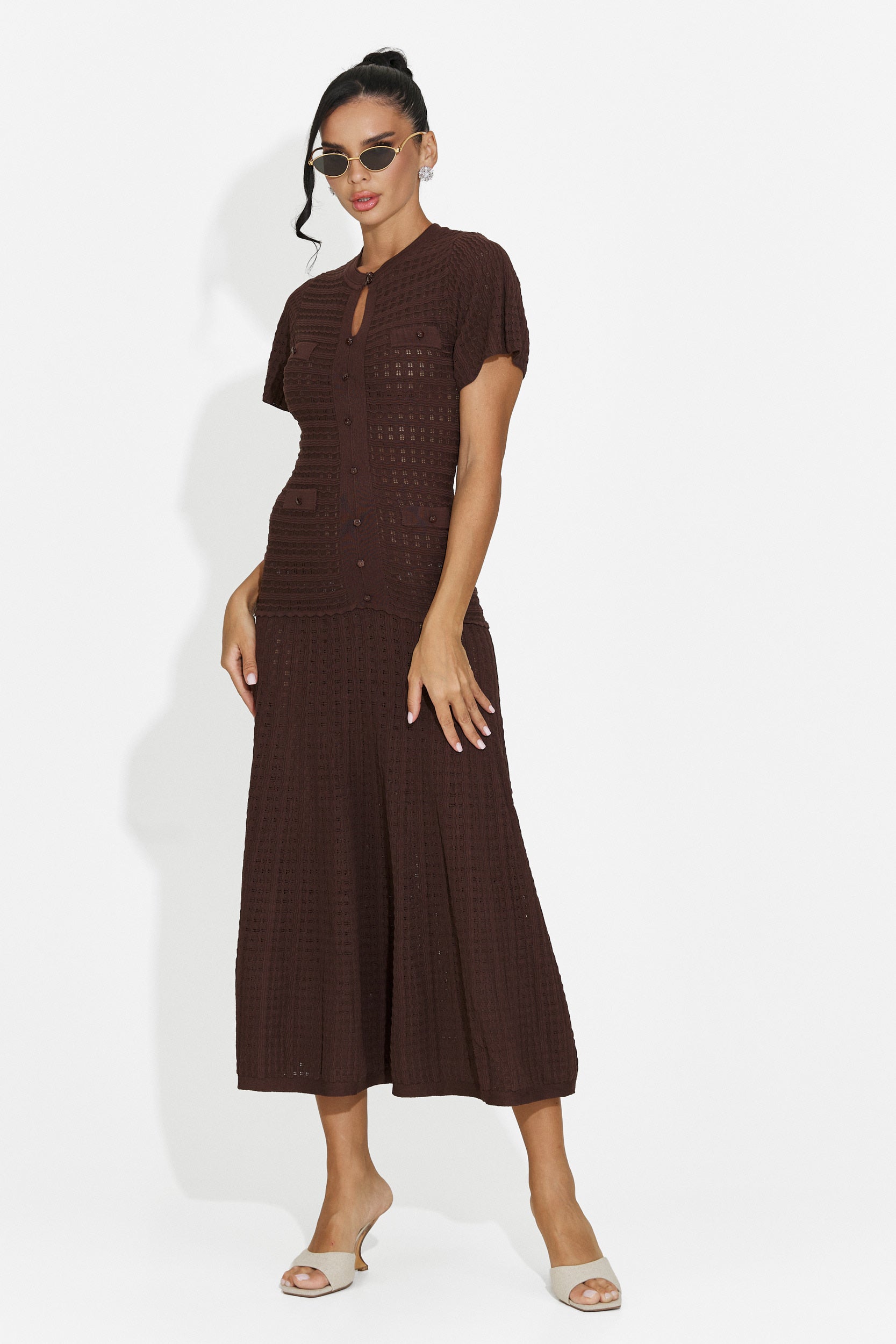 Rochie dama scurta maro Azania Bogas