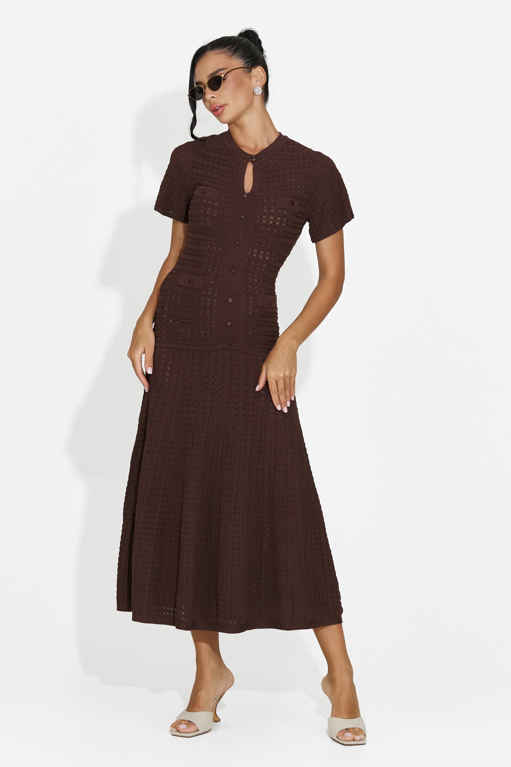 Rochie dama scurta maro Azania Bogas
