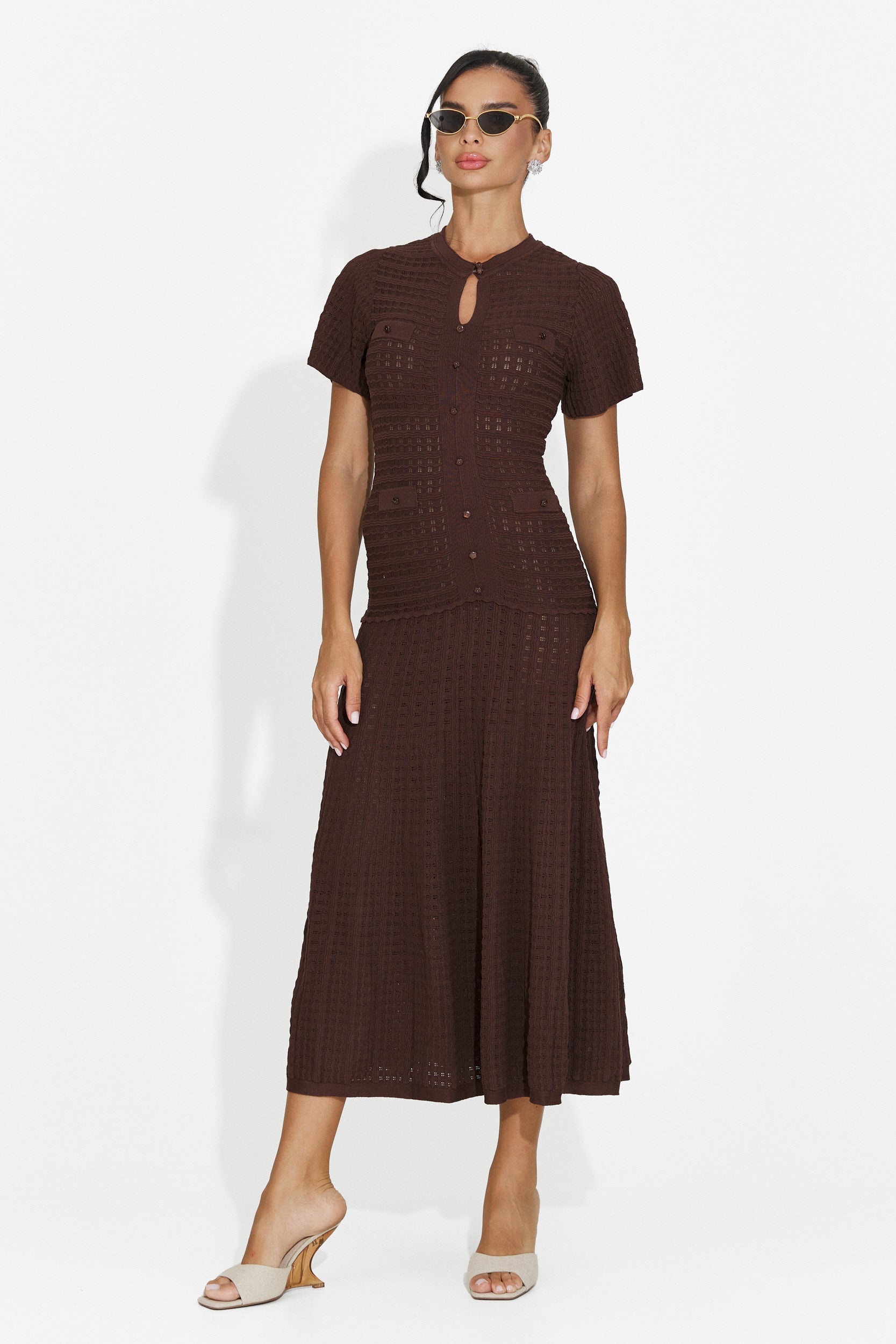 Rochie dama scurta maro Azania Bogas