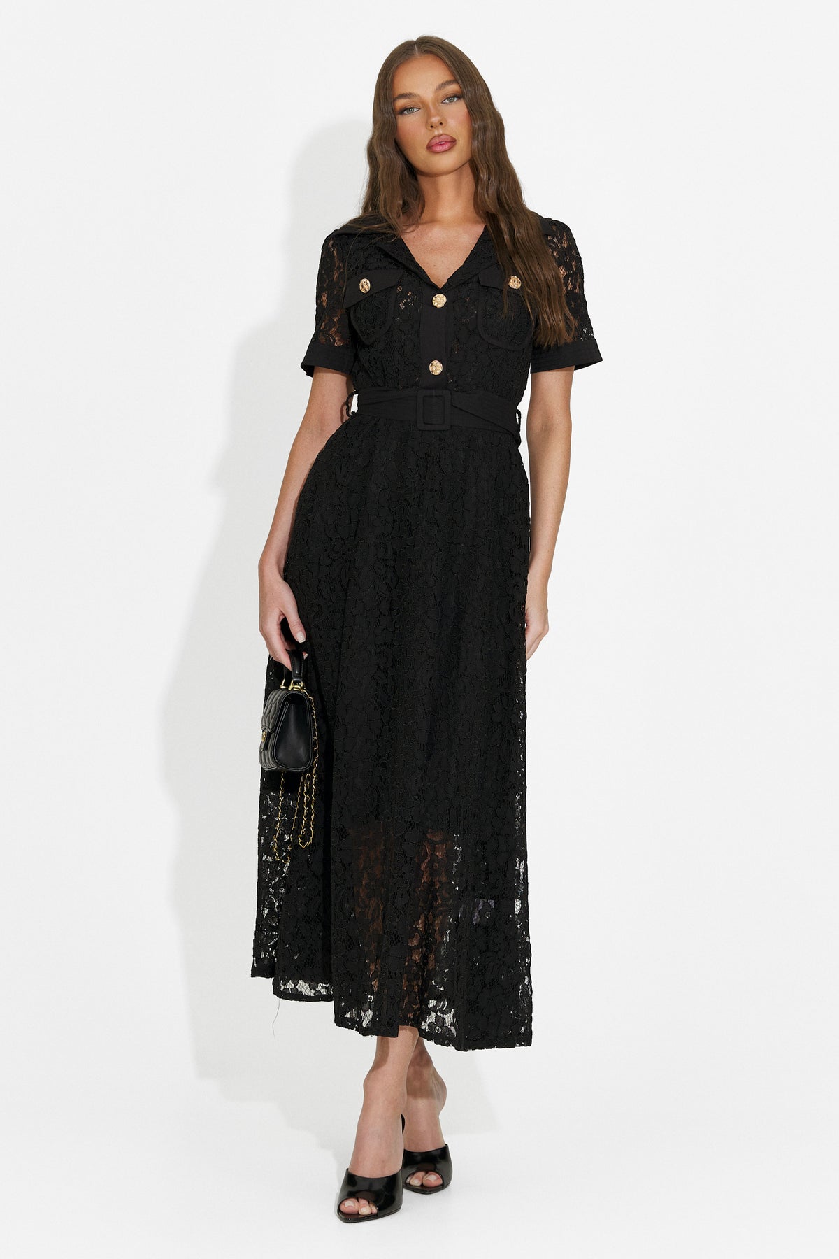 Rochie dama lunga neagra Vosira Bogas, imaginea 3 din 8
