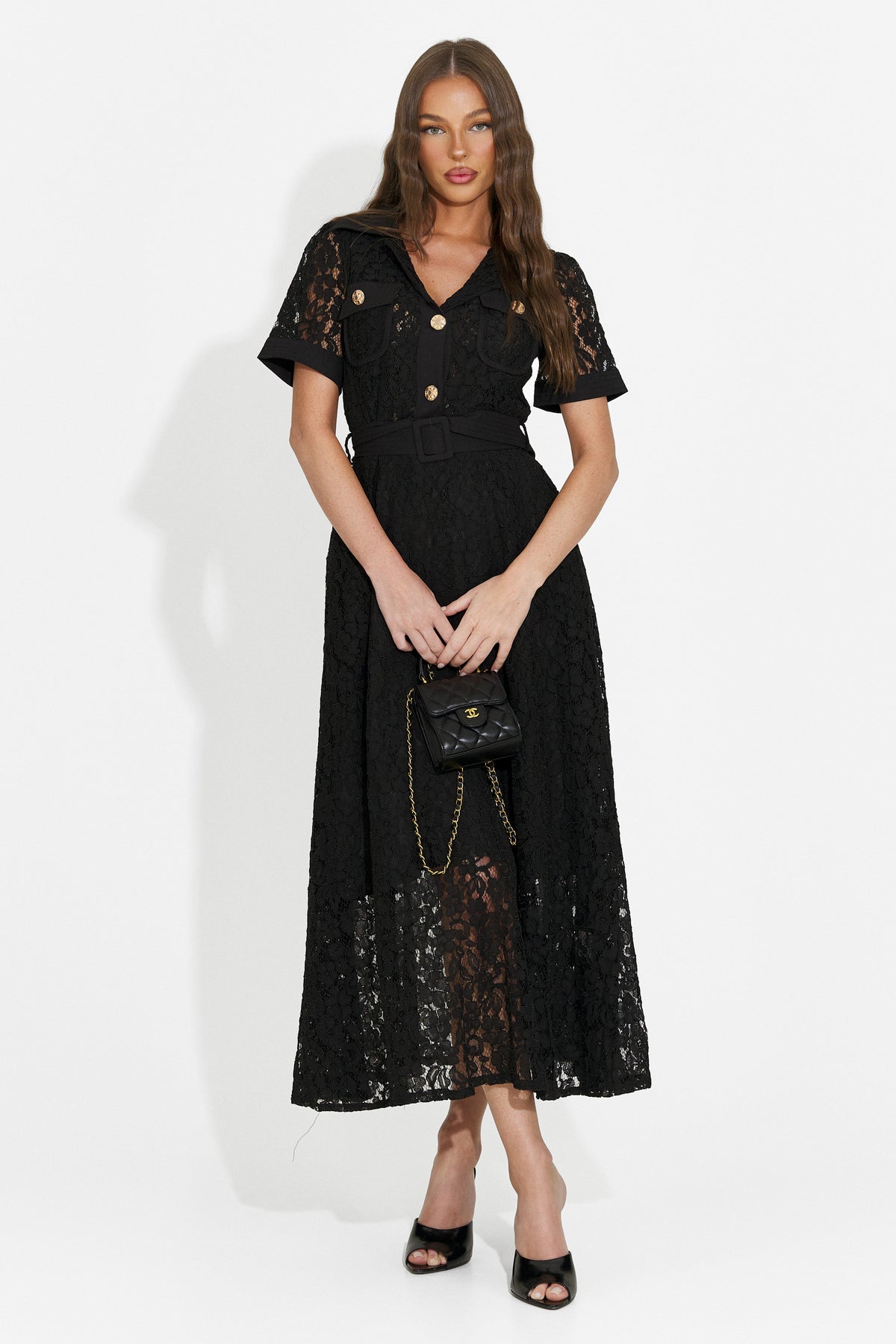 Rochie dama lunga neagra Vosira Bogas, imaginea 6 din 8