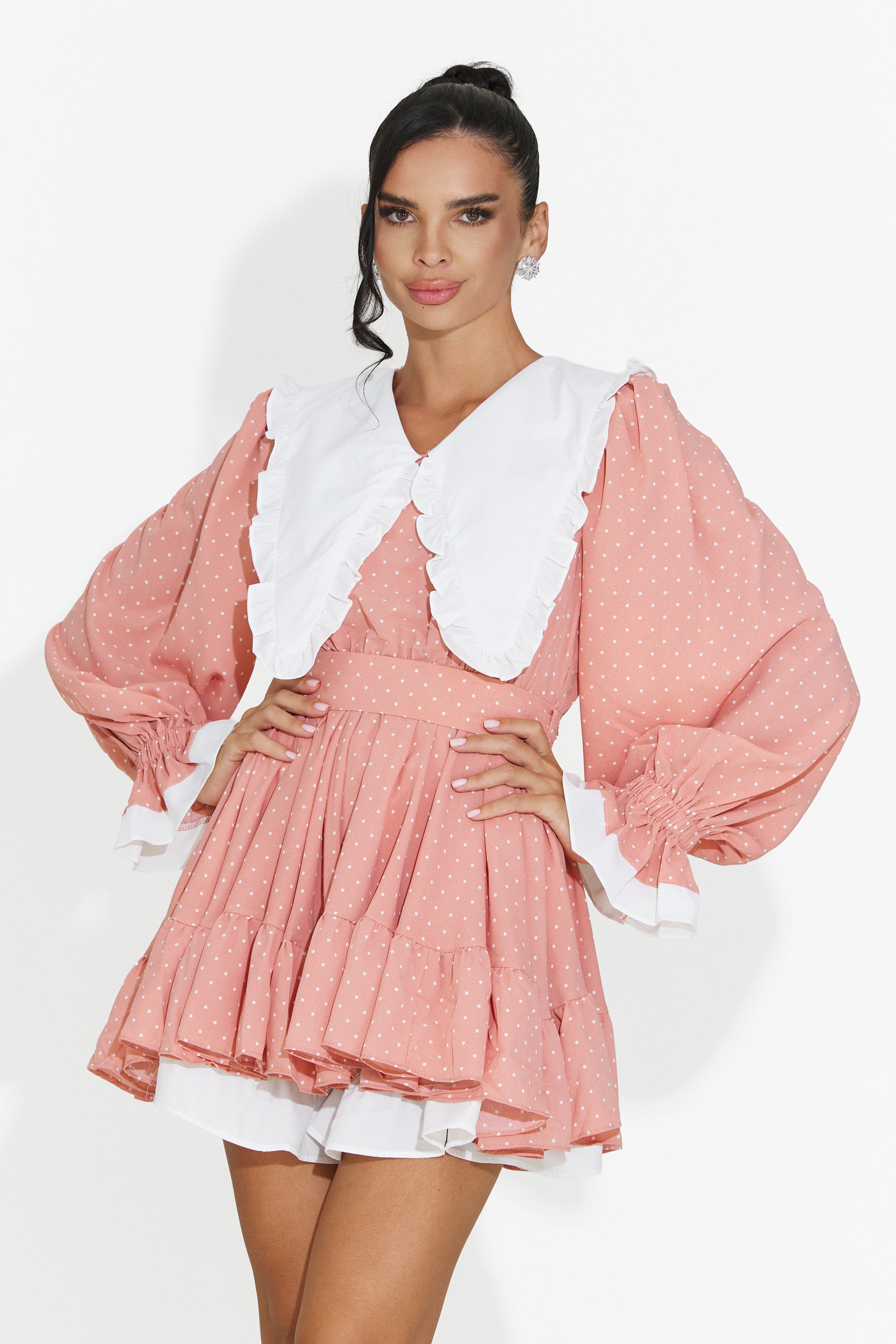 Rochie dama scurta peach Yucana Bogas