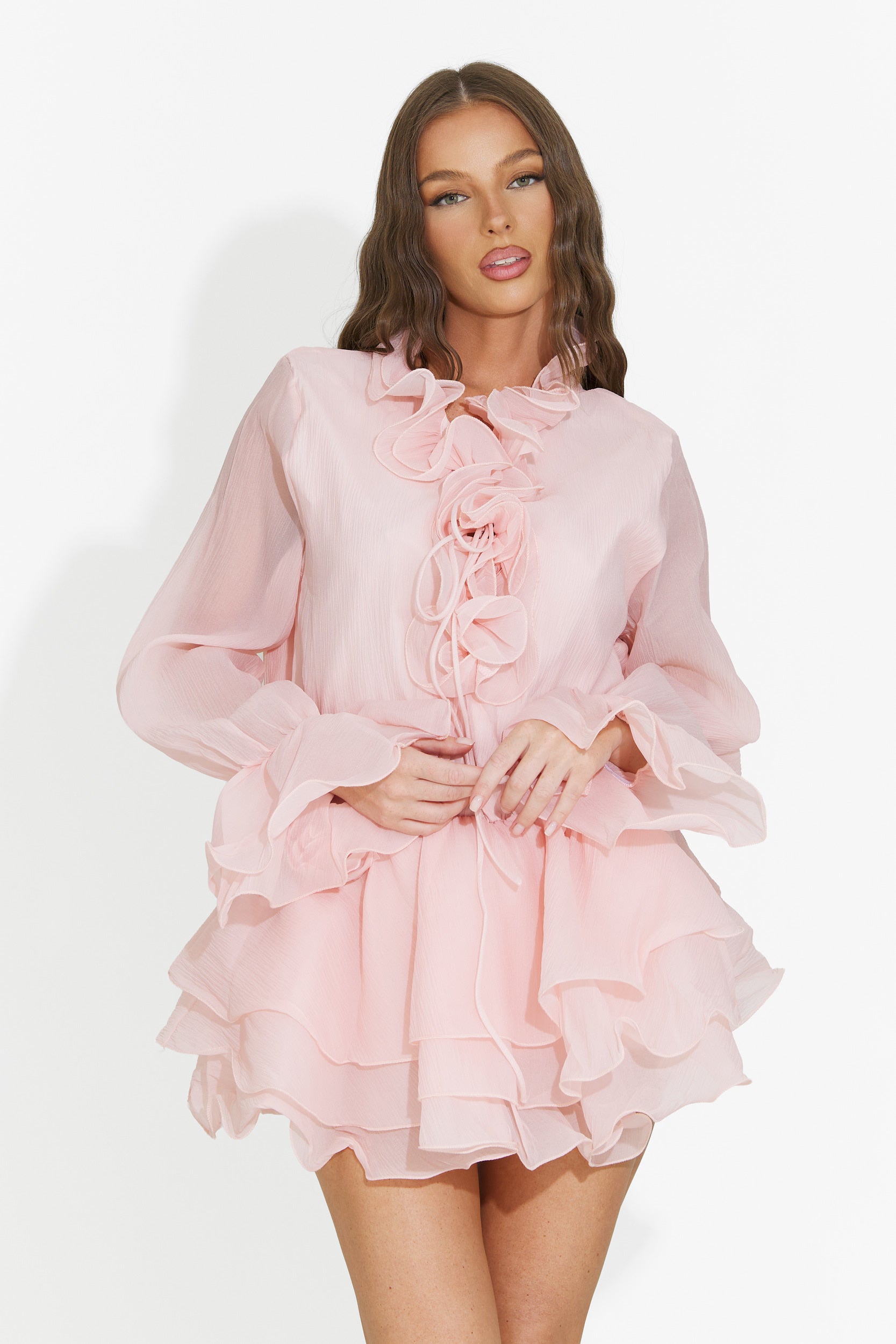 Rochie dama scurta piersica Fineta Bogas