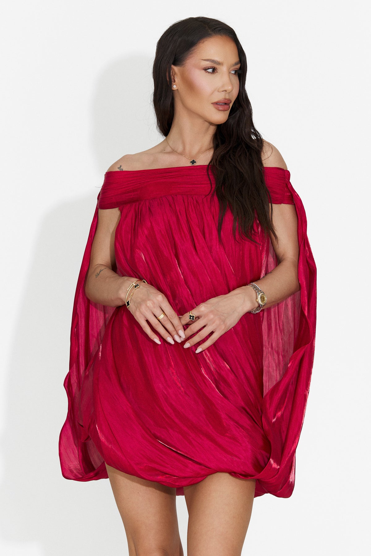 Rochie dama scurta rosie Perya Bogas, imaginea 2 din 8