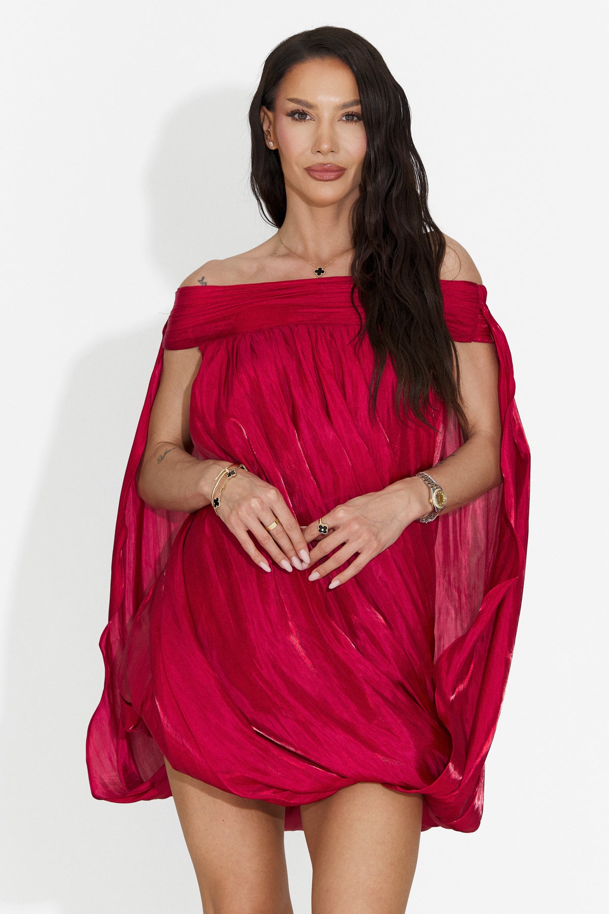 Rochie dama scurta rosie Perya Bogas, imaginea 1 din 8