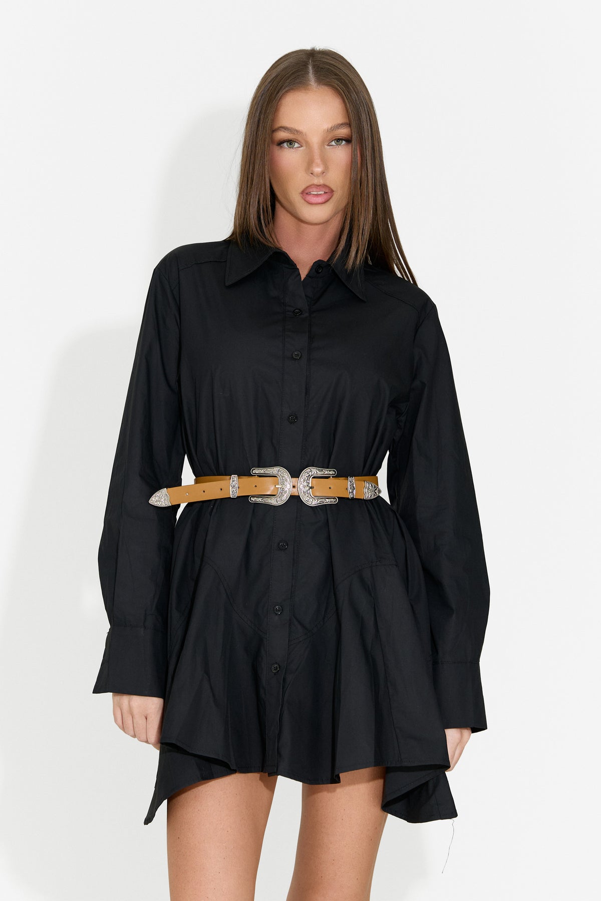 Rochie dama scurta tip camasa neagra Trenieiza Bogas