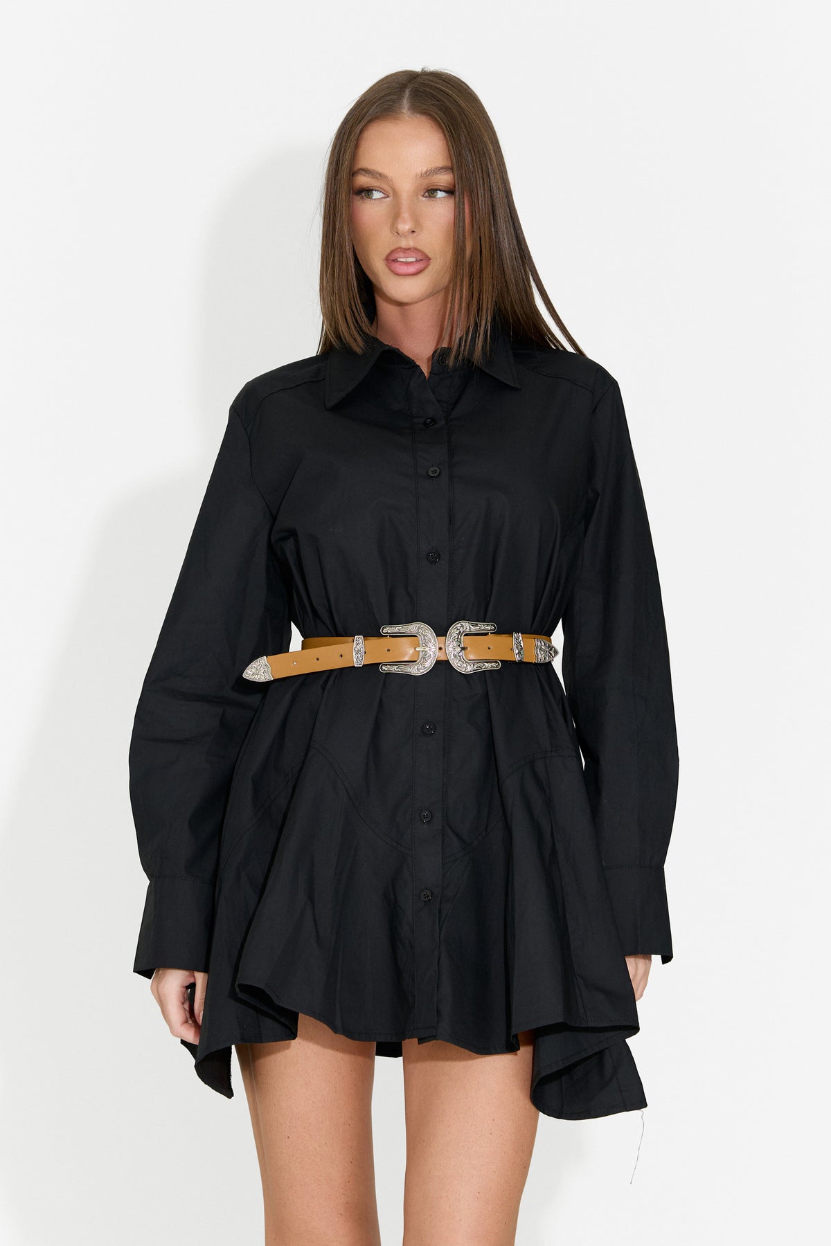 Rochie dama scurta tip camasa neagra Trenieiza Bogas