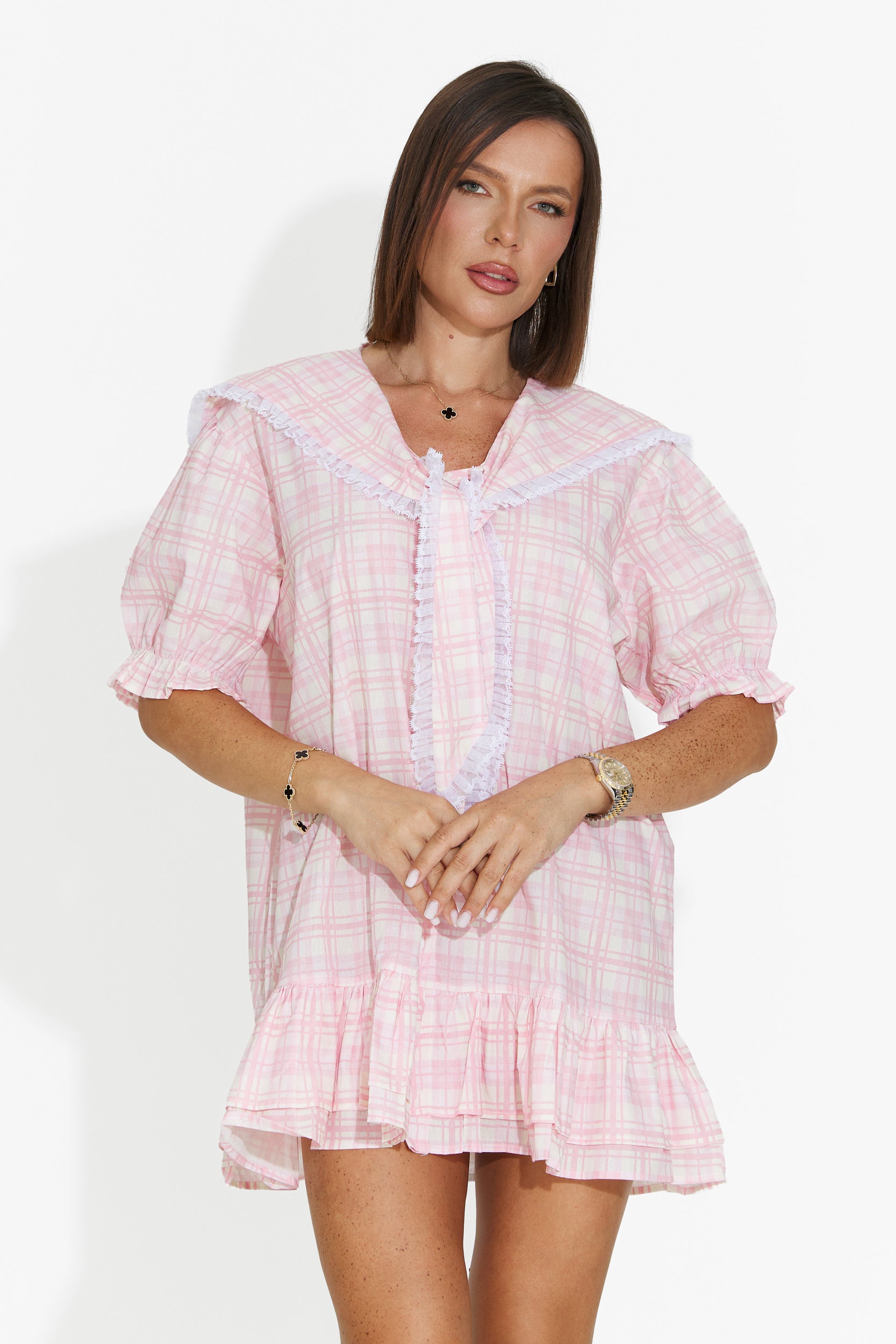 Rochie dama scurta tip camasa roz Beshoka Bogas