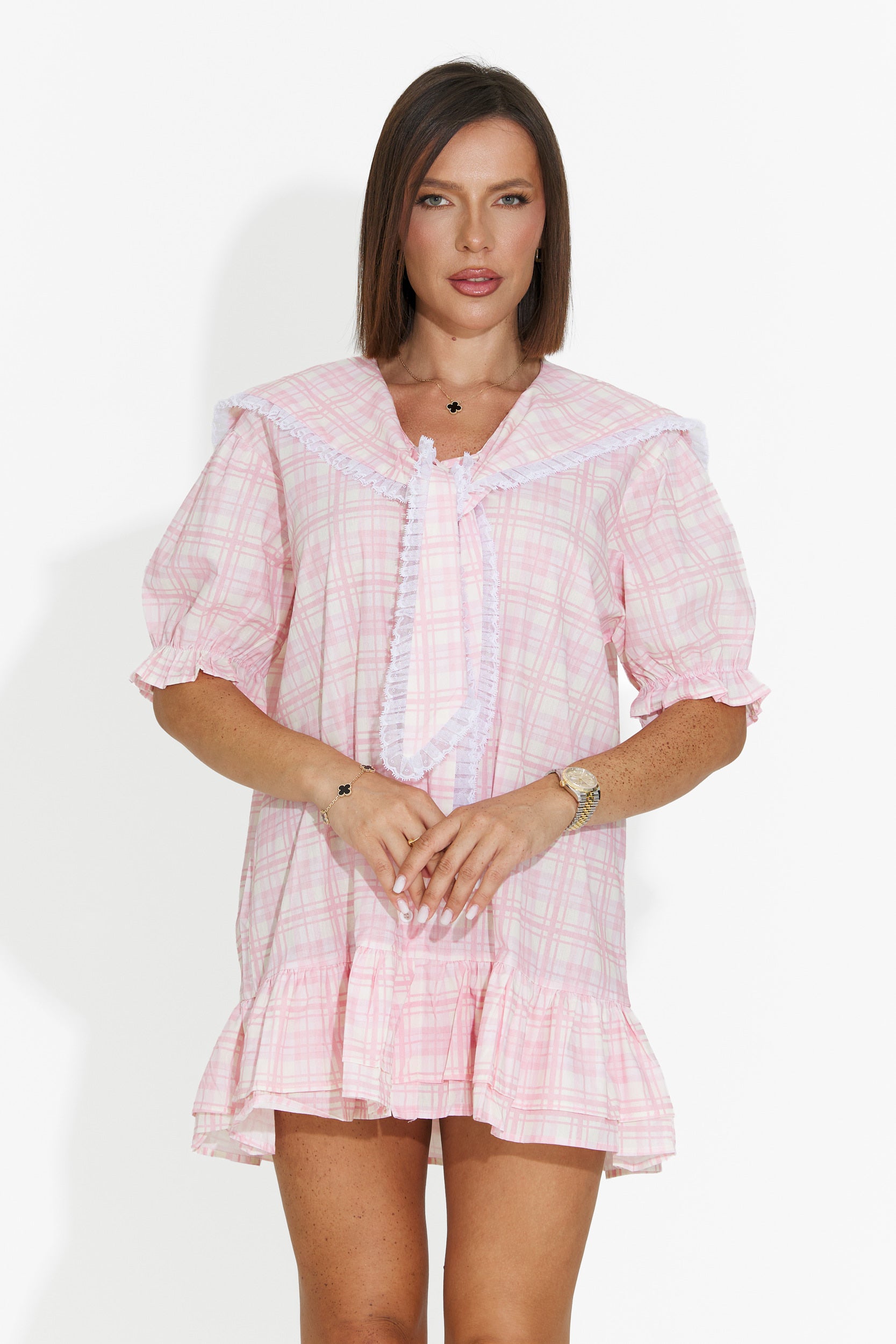 Rochie dama scurta tip camasa roz Beshoka Bogas