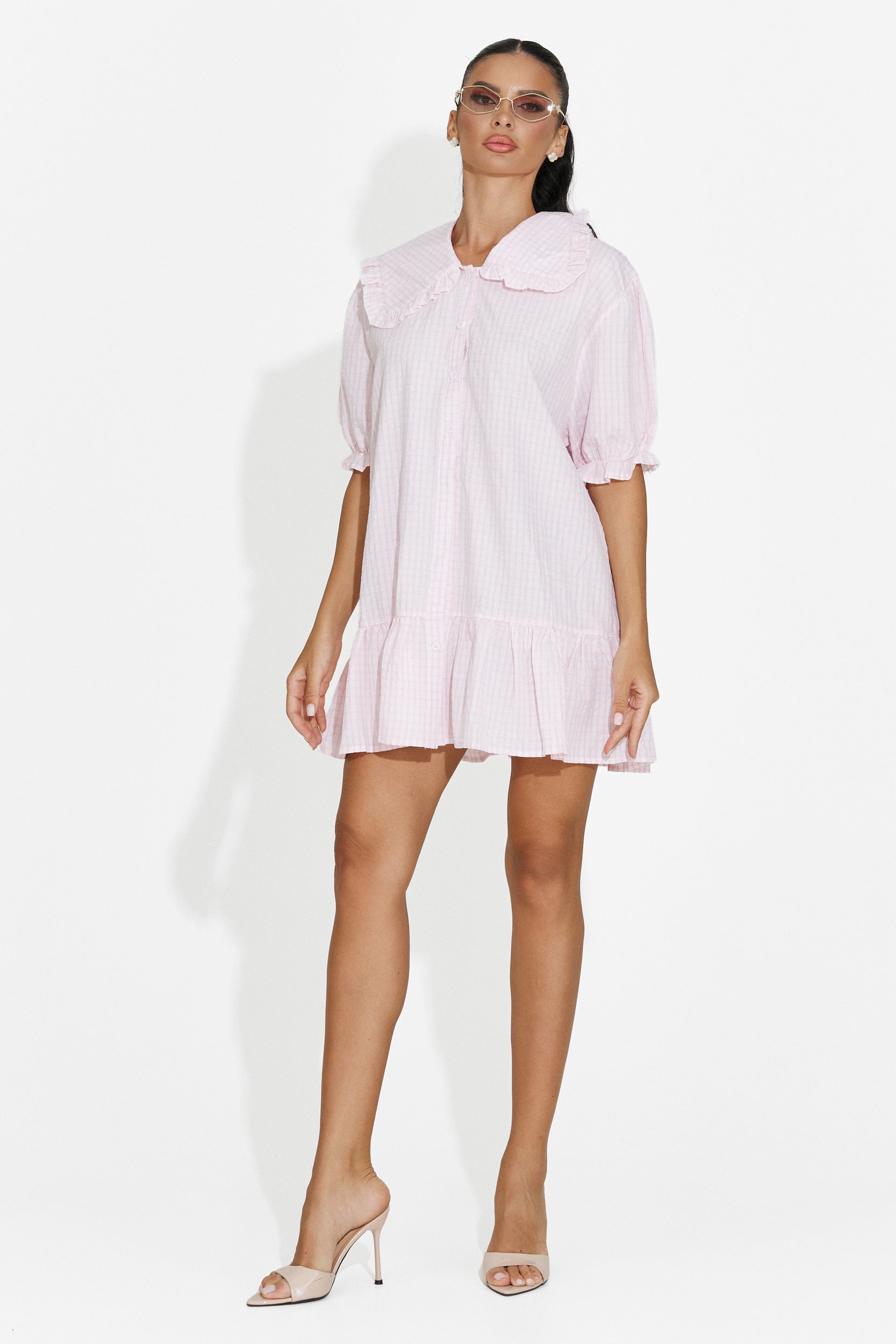 Rochie dama tip camasa scurta roz Dolima Bogas