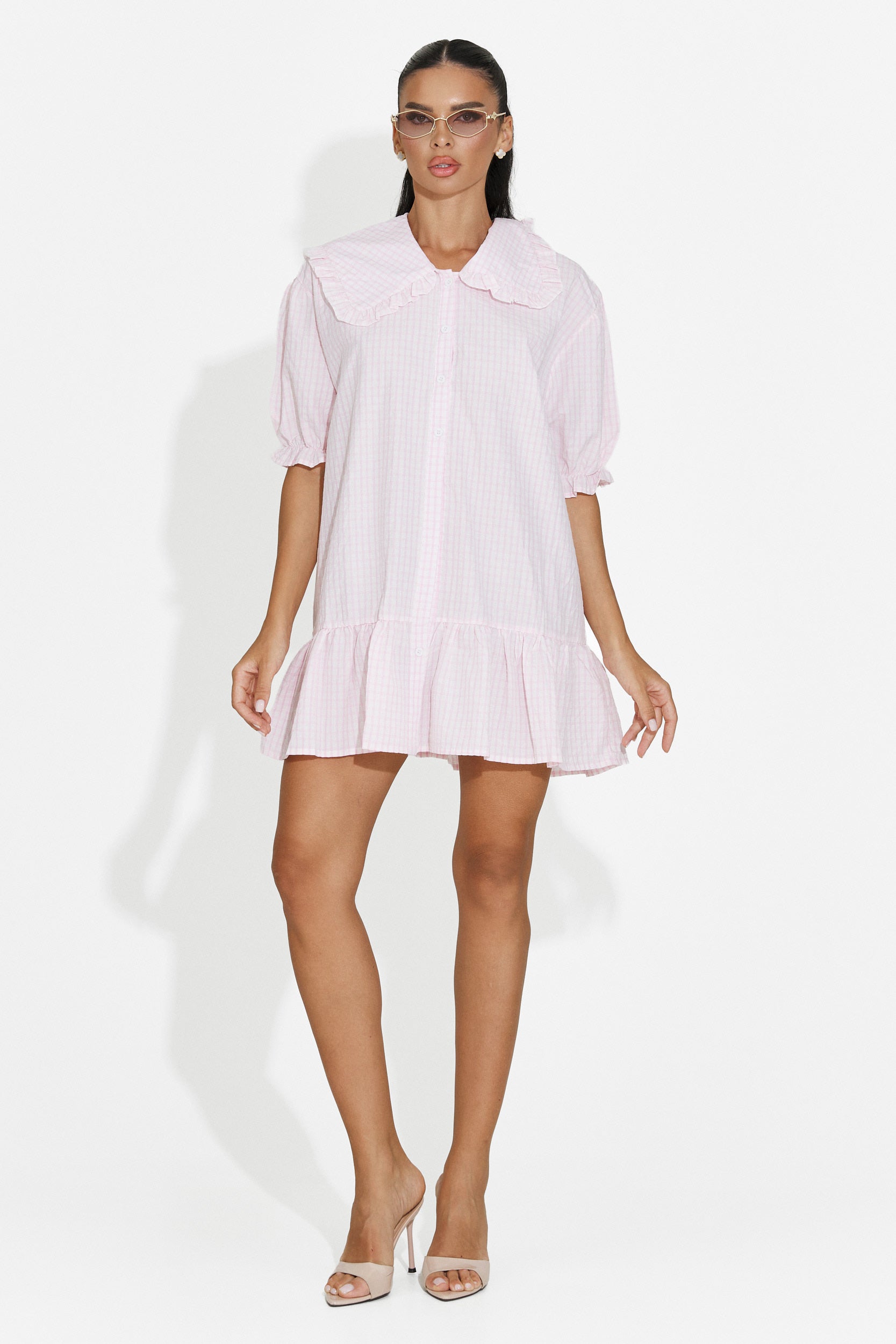 Rochie dama tip camasa scurta roz Dolima Bogas