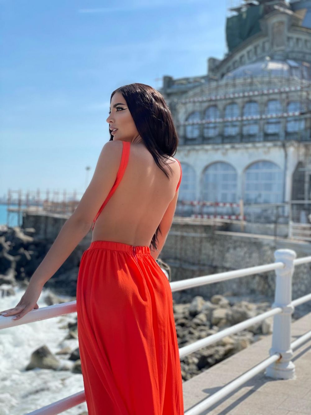 Rochie dama lunga vascoza portocalie Eossa Bogas