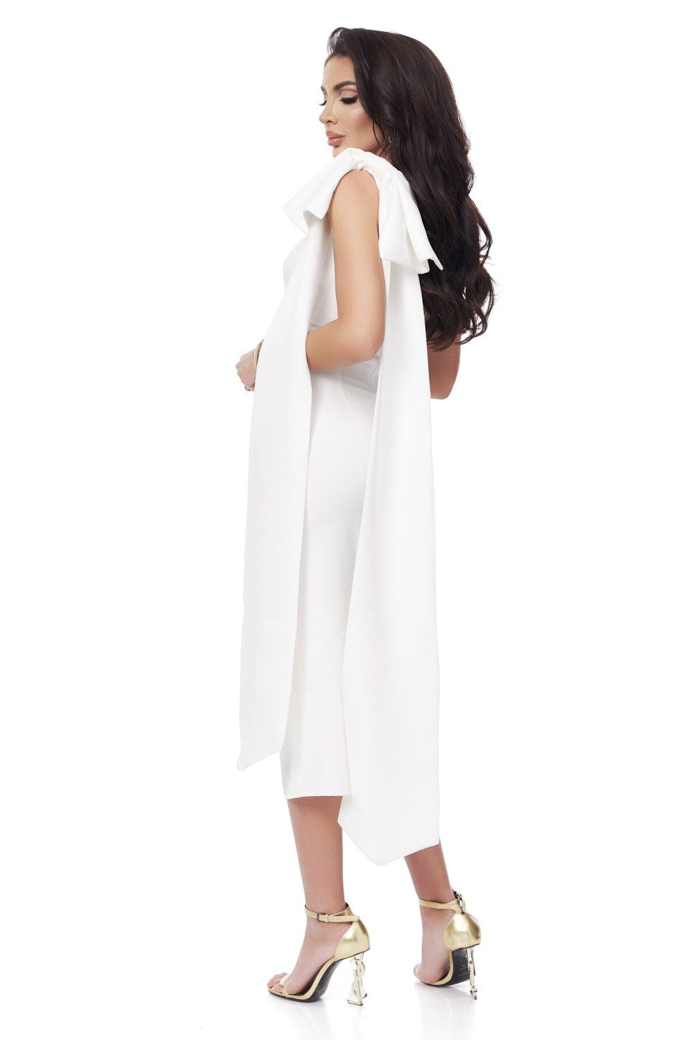 Rochie midi stofa alba Marieke Bogas