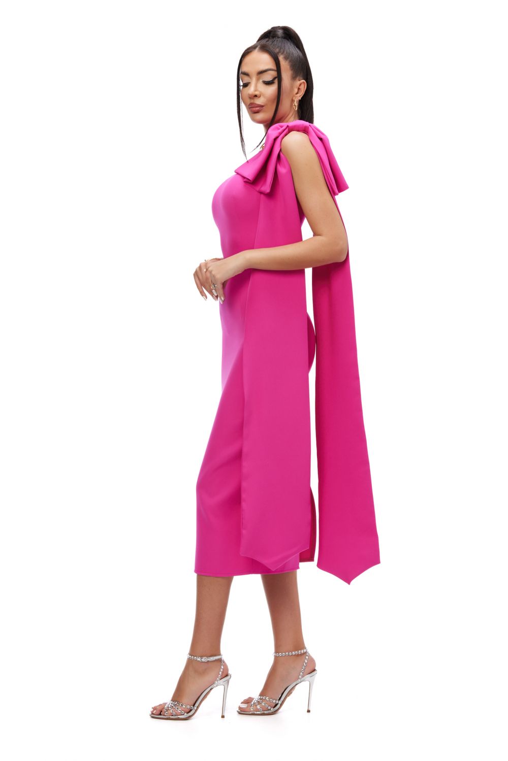 Fuchsia fabric midi dress Marieke Bogas