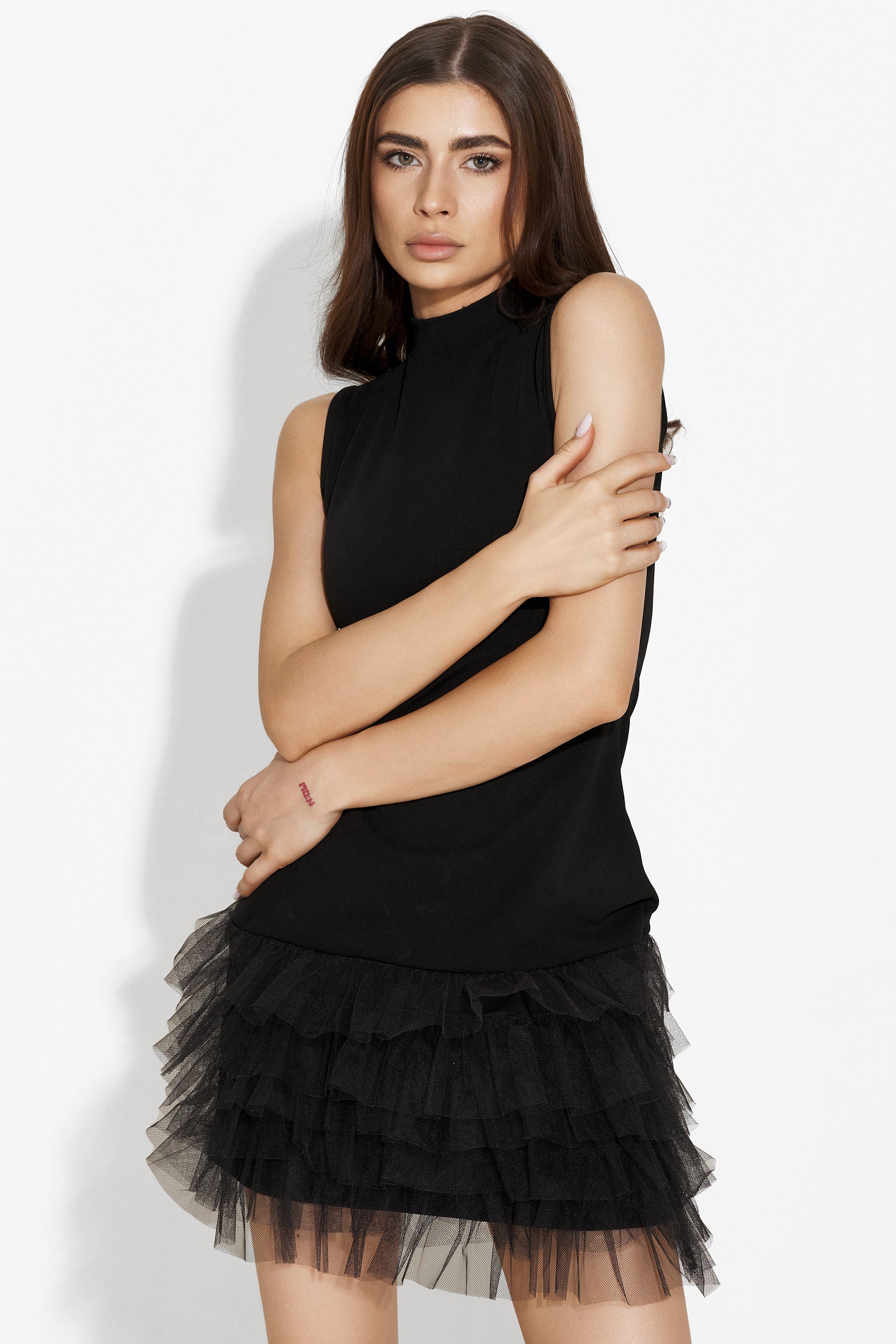 Rochie scurta lycra neagra Elyana Bogas