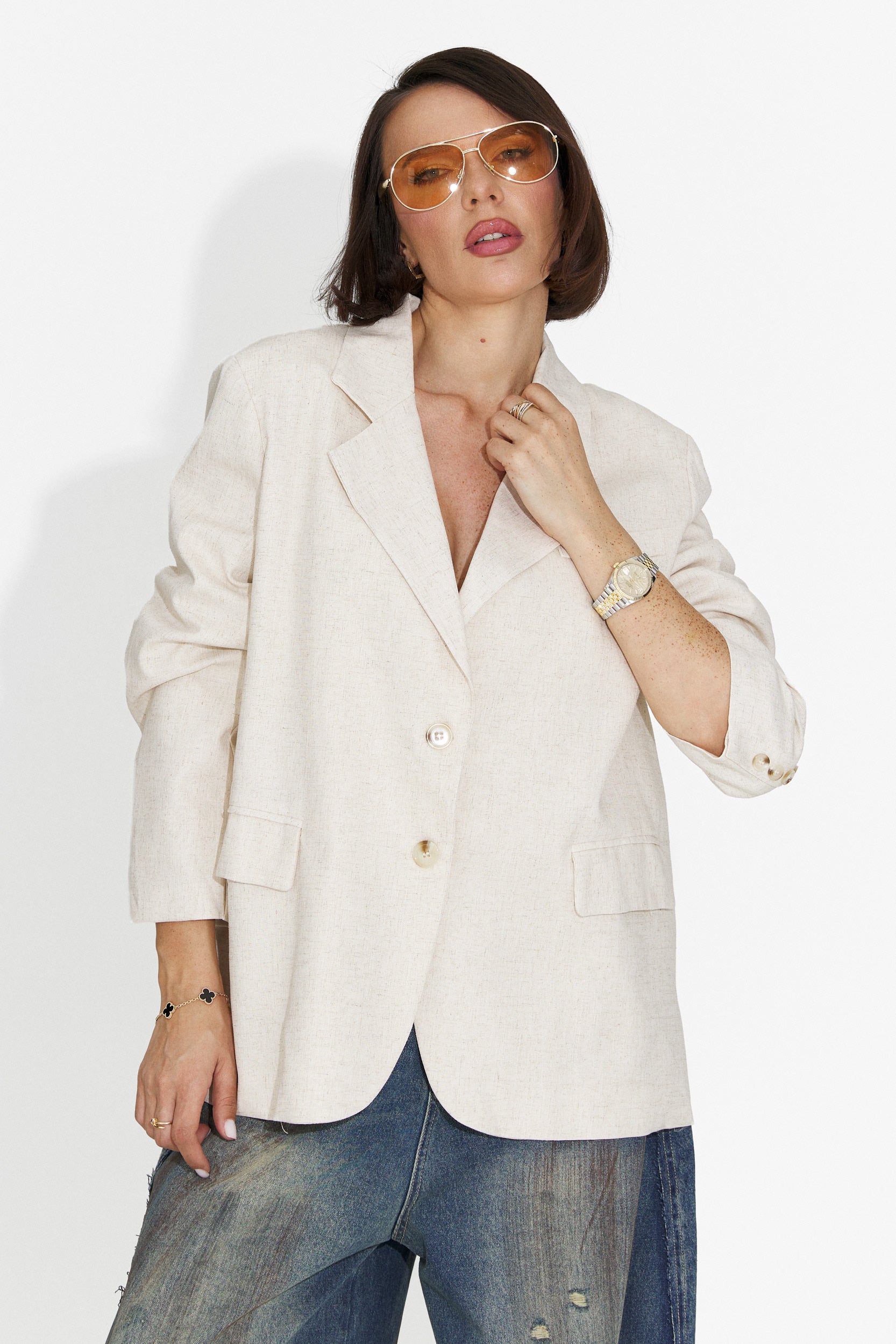 Sacou dama casual bej Foxglove Bogas