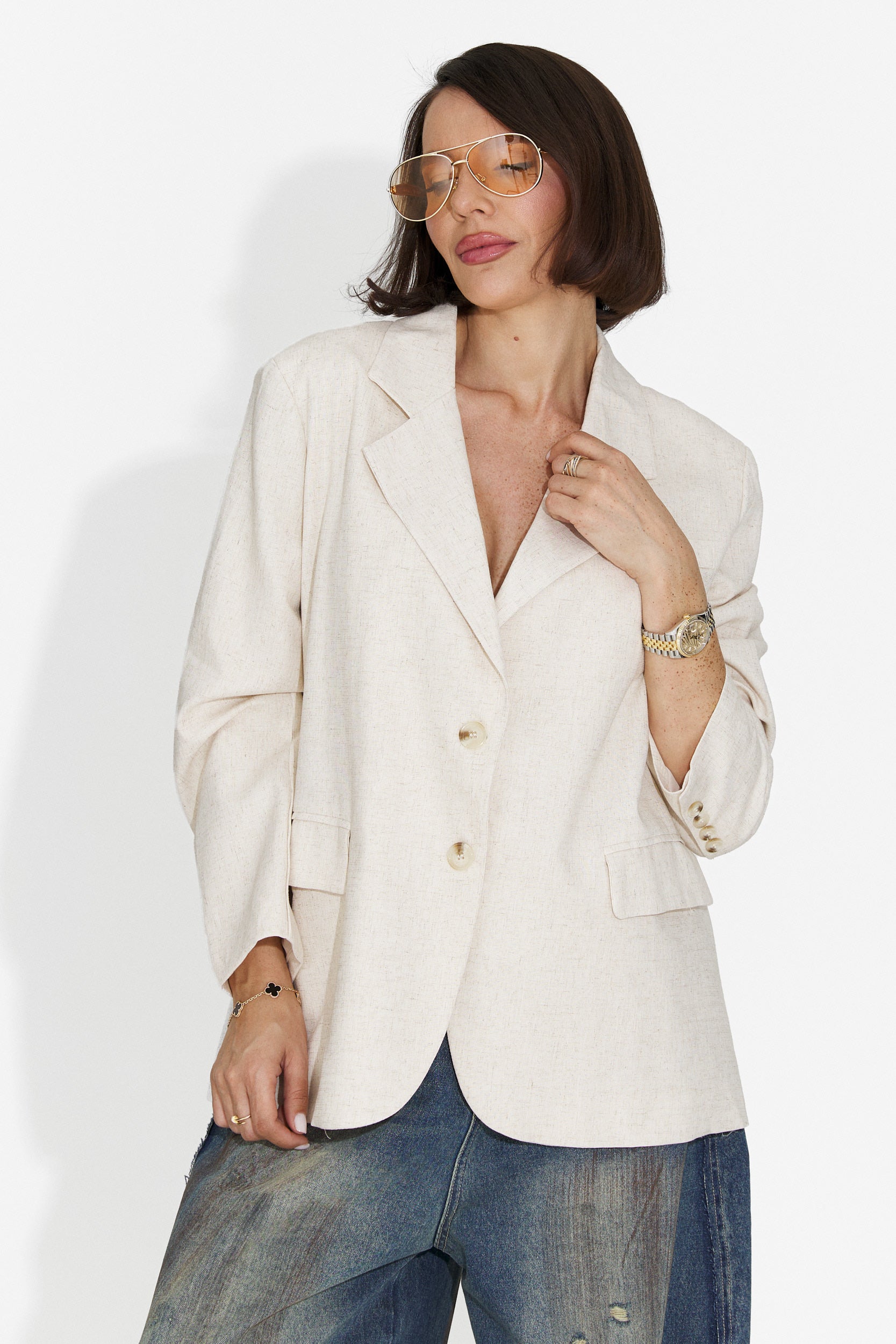 Sacou dama casual bej Foxglove Bogas