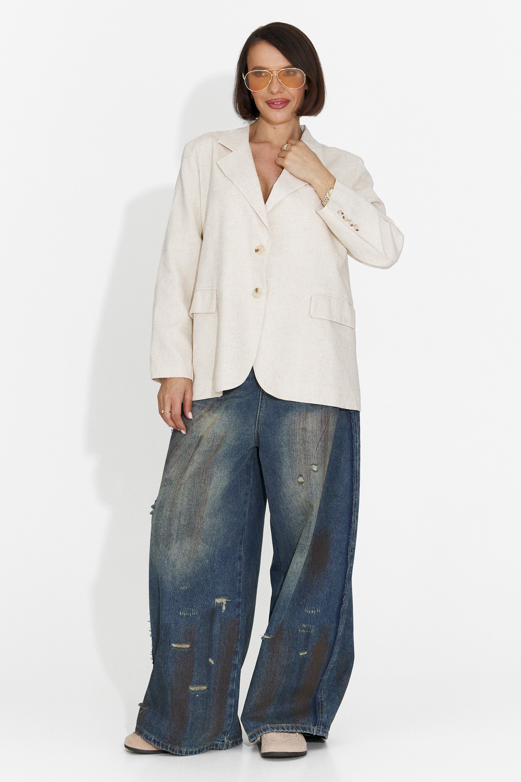 Sacou dama casual bej Foxglove Bogas
