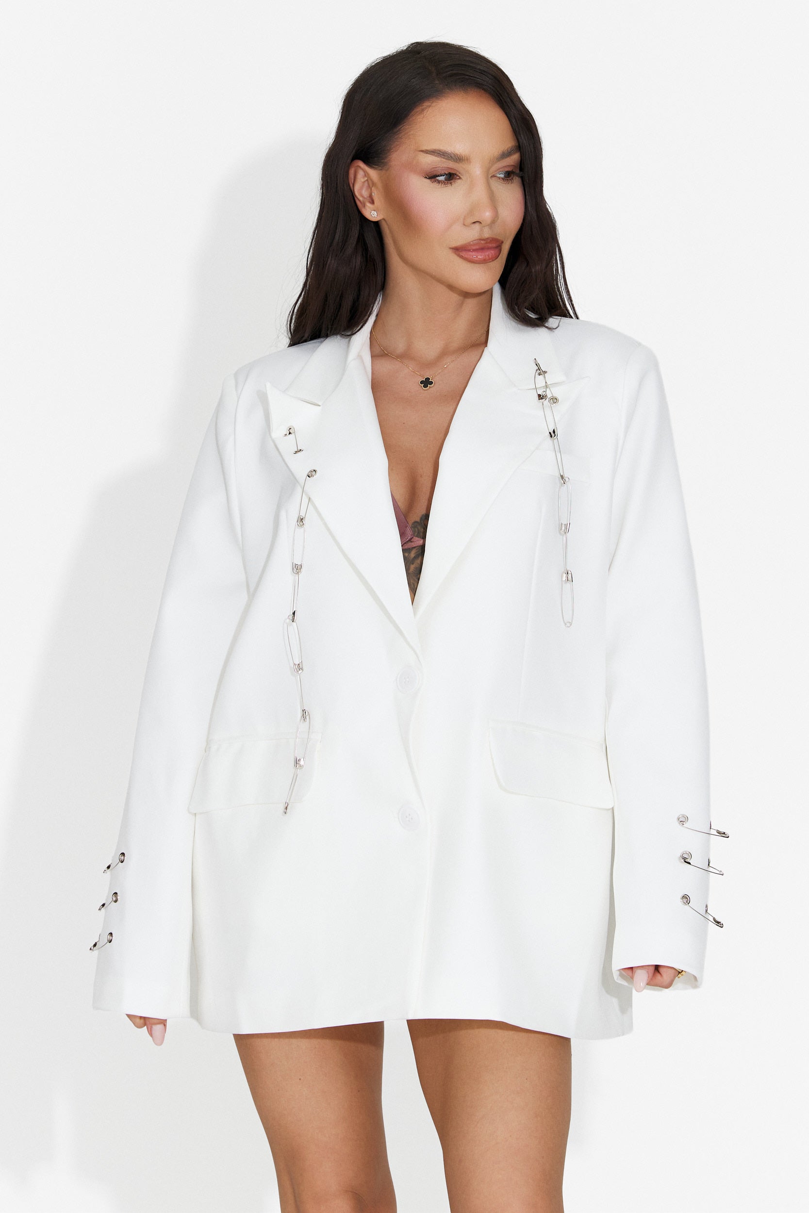 Sacou dama elegant alb Esinty Bogas