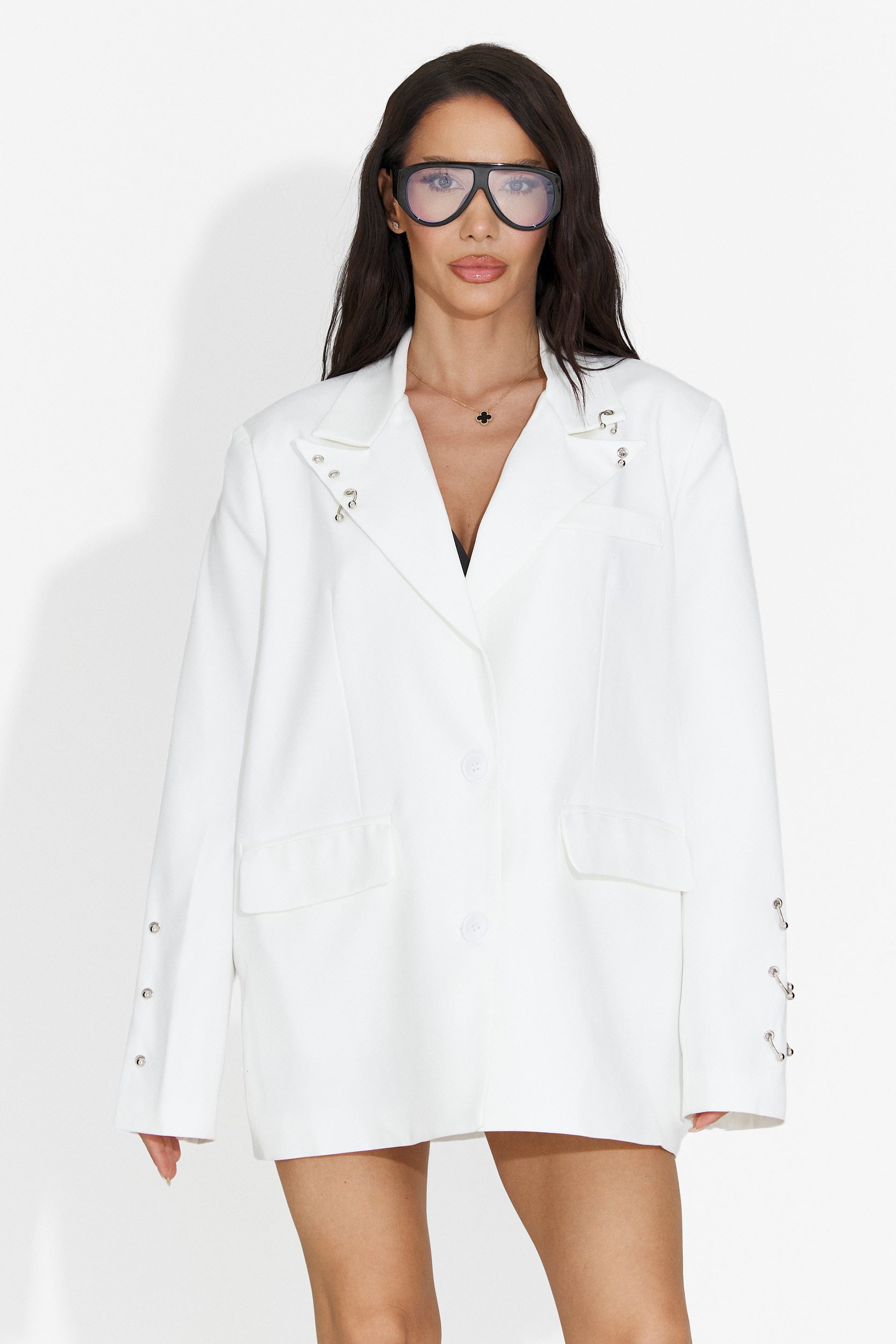 Sacou dama elegant alb Kelda Bogas