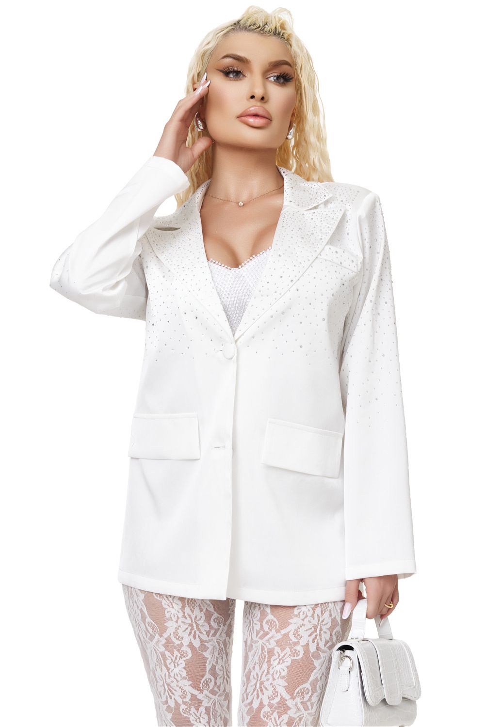 Sacou dama elegant alb Reyas Bogas