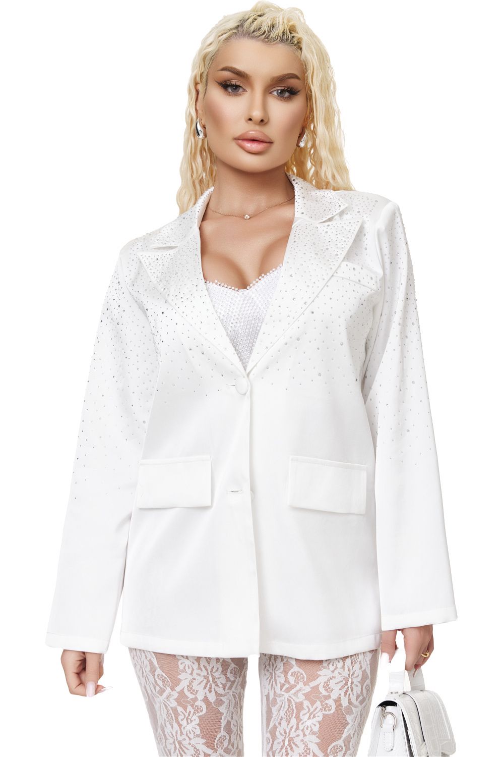 Sacou dama elegant alb Reyas Bogas