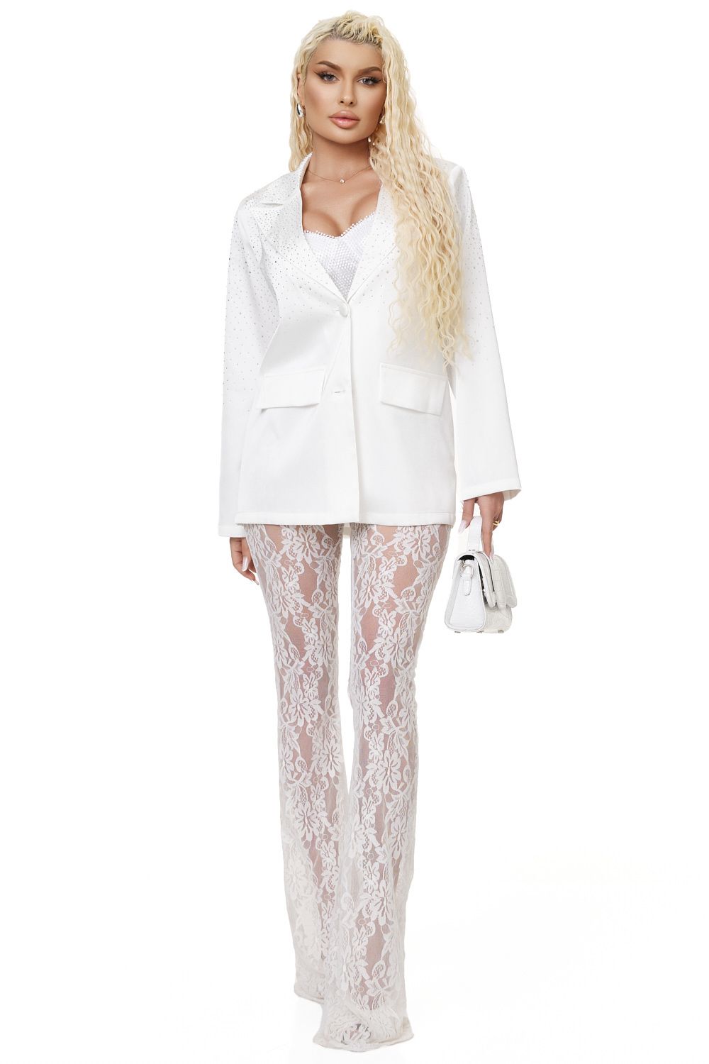 Sacou dama elegant alb Reyas Bogas