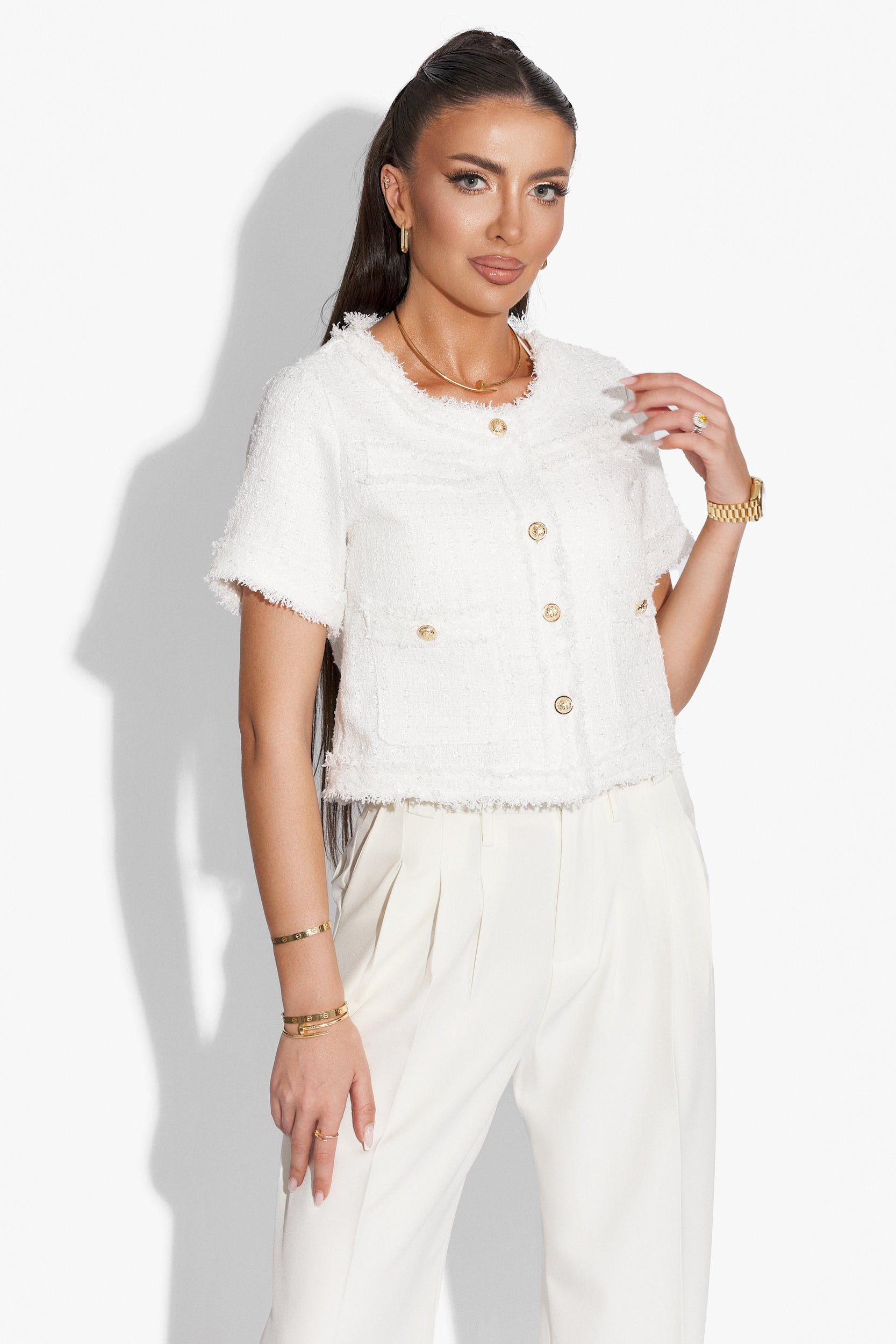 Sacou dama elegant alb Unablety Bogas