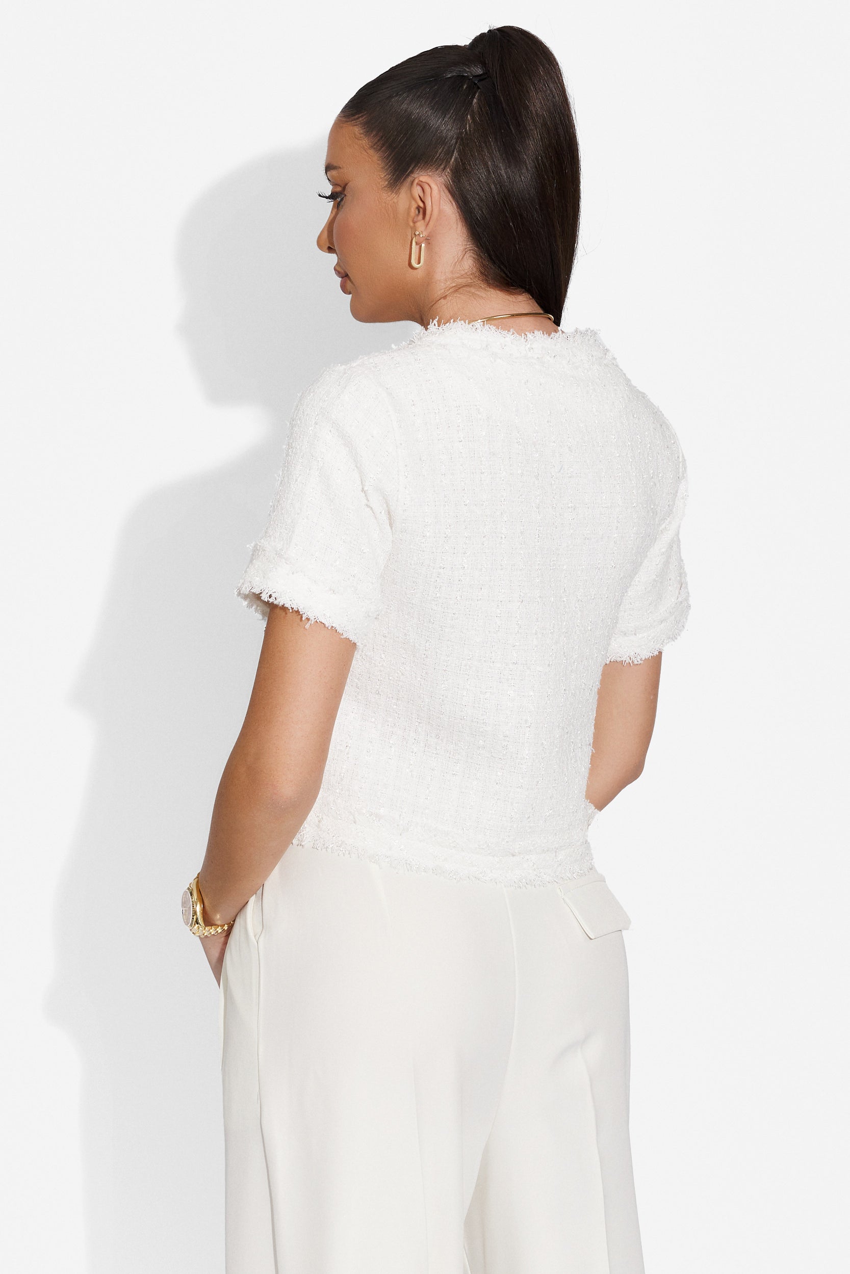 Sacou dama elegant alb Unablety Bogas