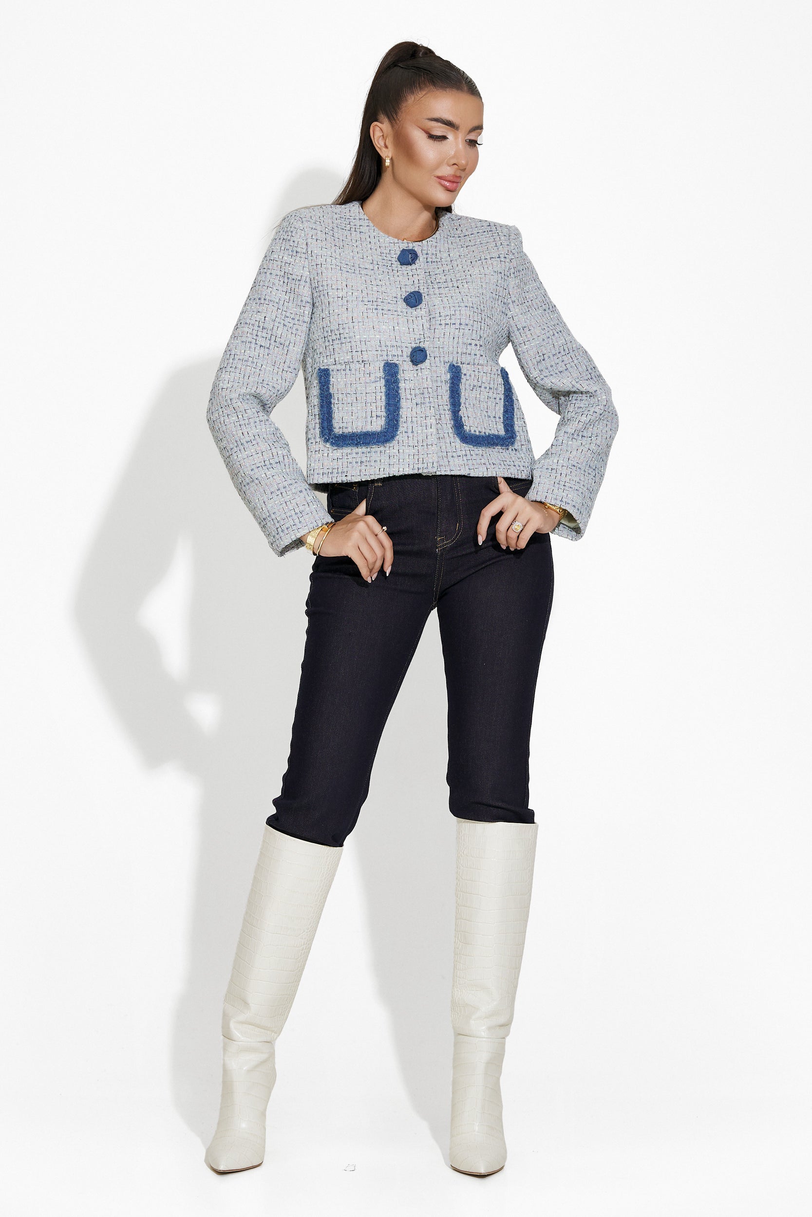 Sacou dama elegant bleu Rinadi Bogas