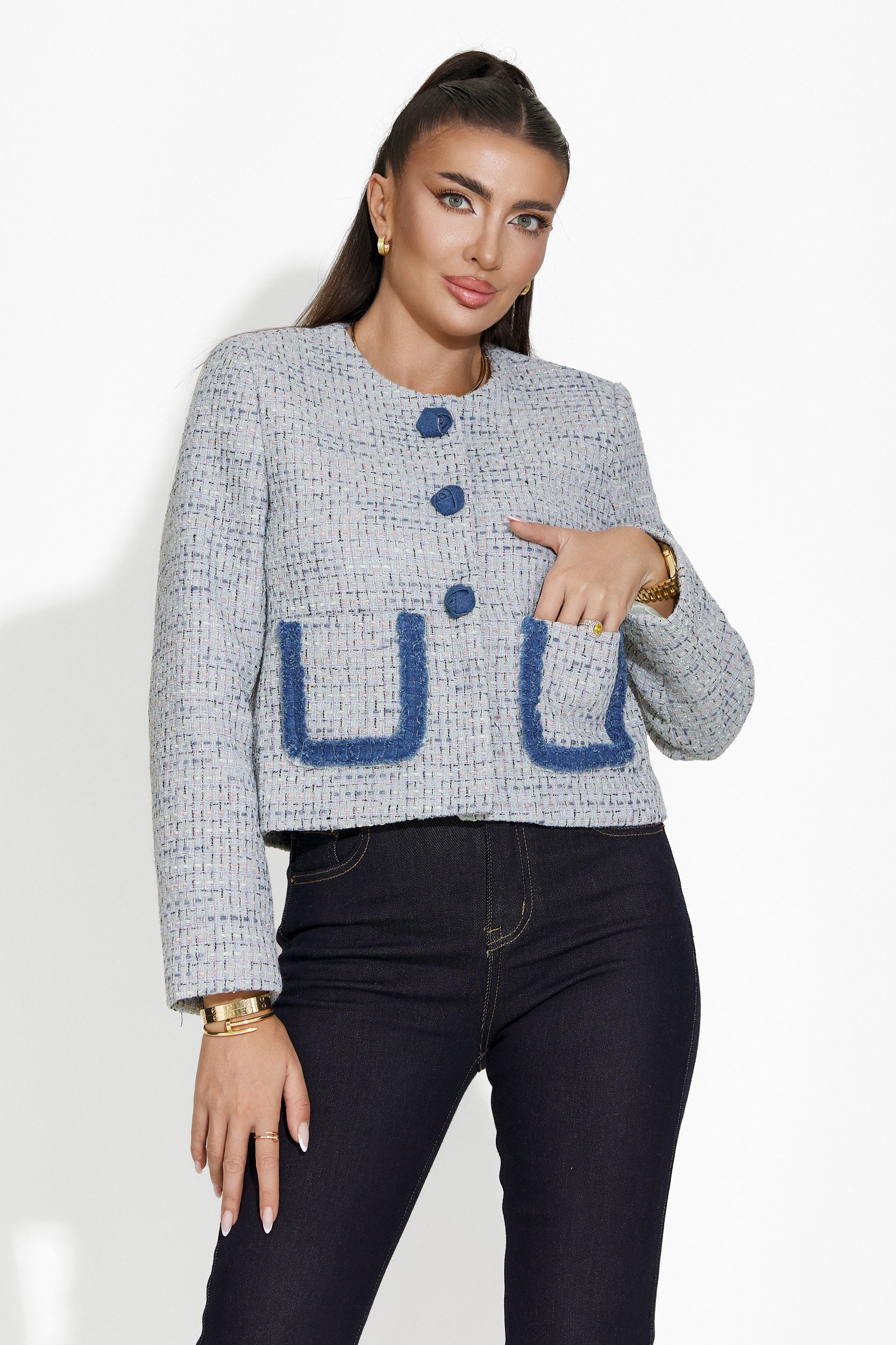 Sacou dama elegant bleu Rinadi Bogas