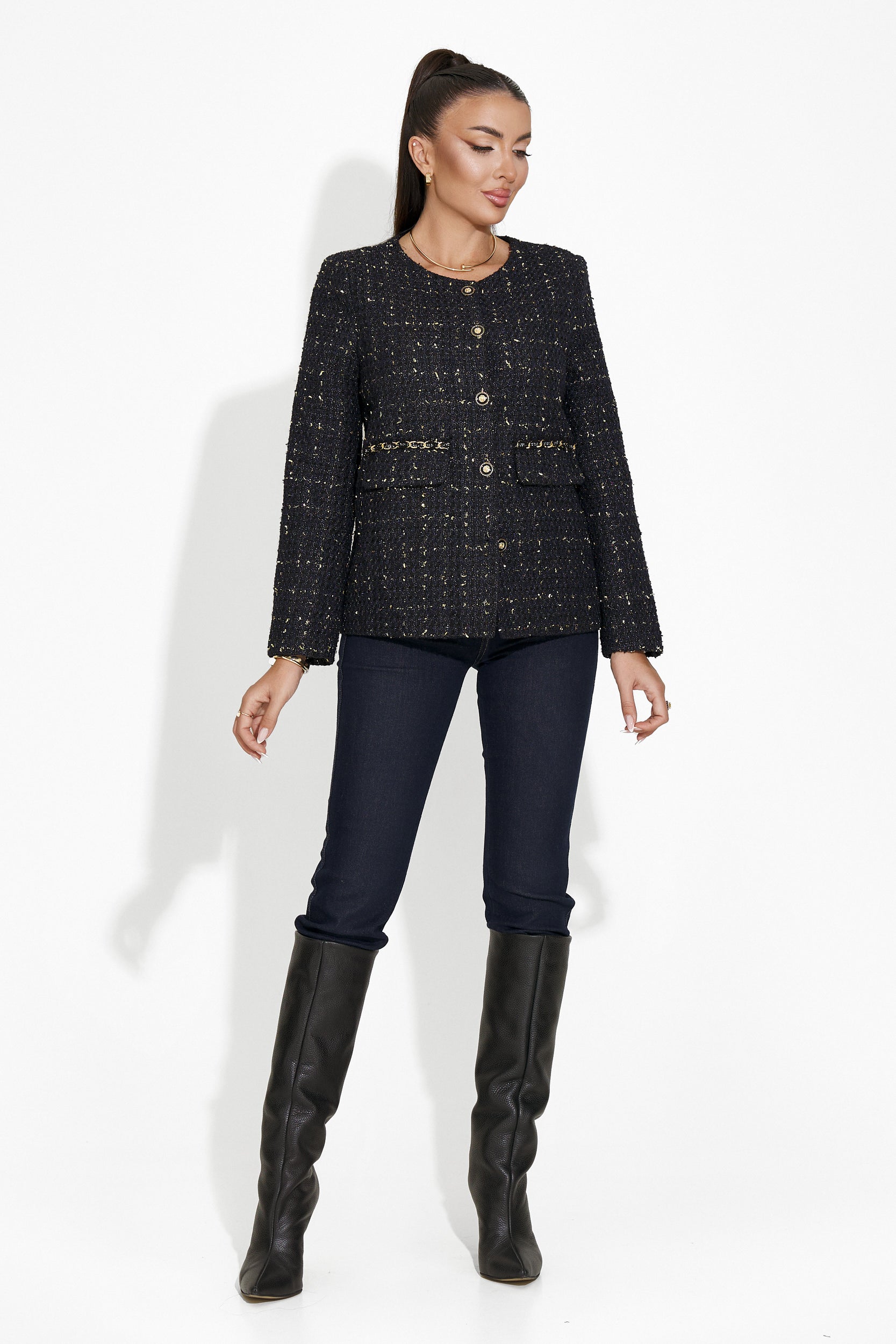 Shopie Bogas elegant navy blue women's jacket