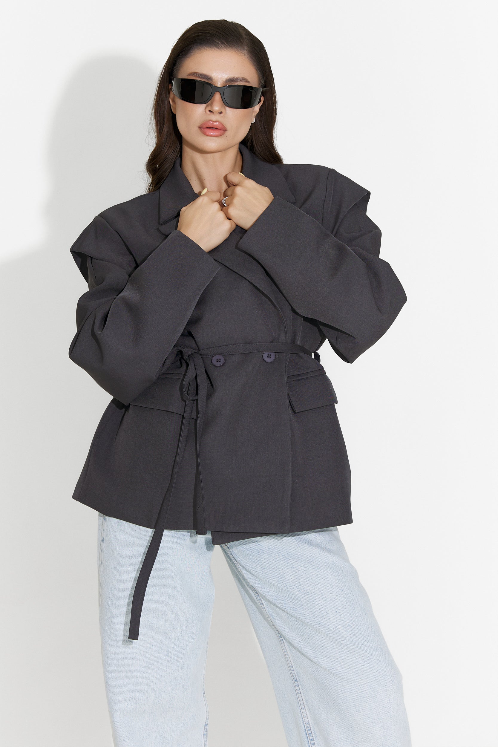 Elegant women's gray blazer Ariah Bogas