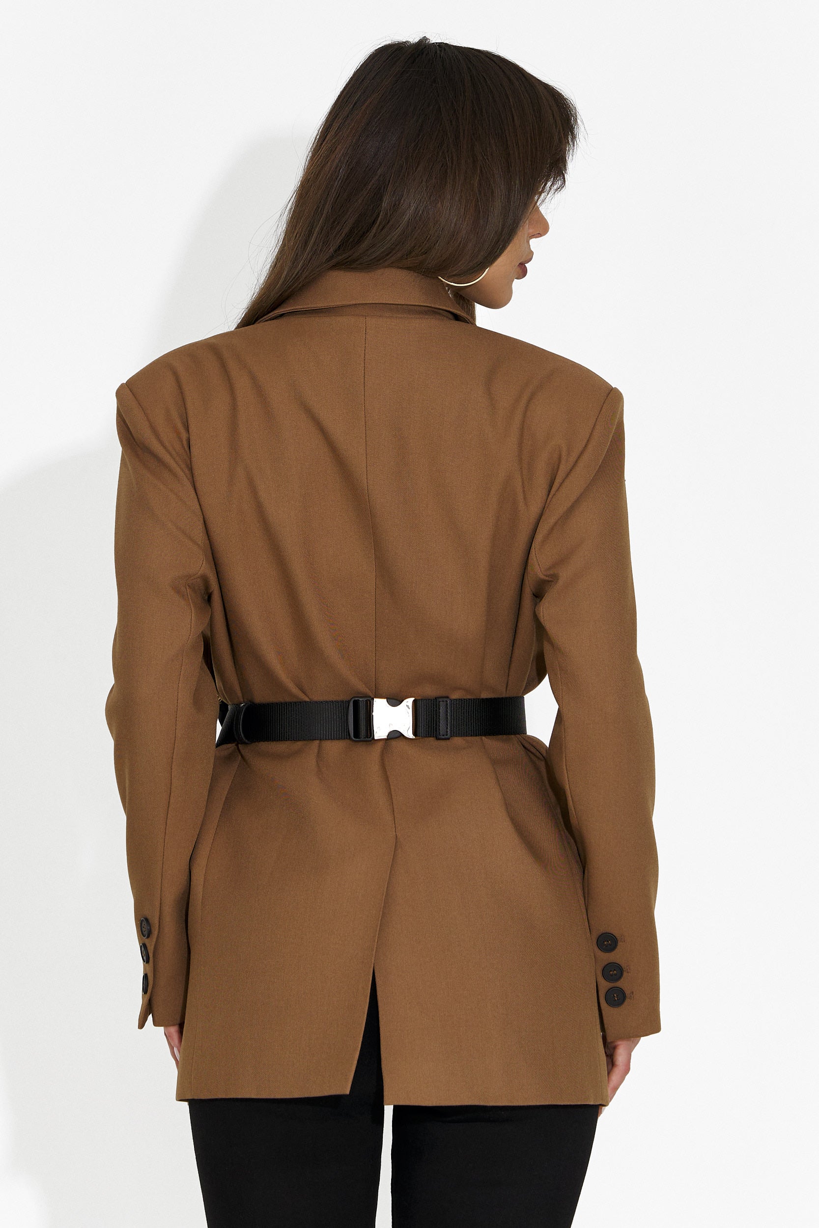 Sacou dama elegant maro Zoira Bogas