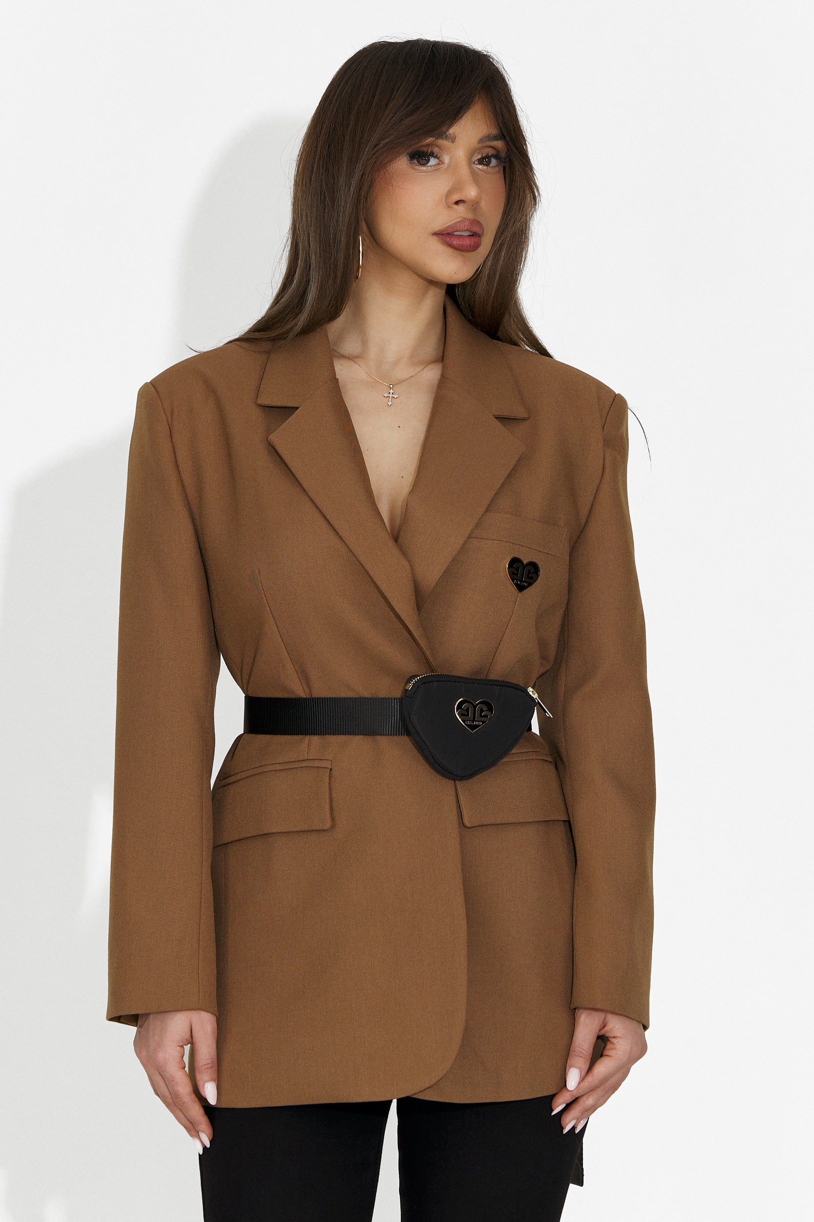 Sacou dama elegant maro Zoira Bogas