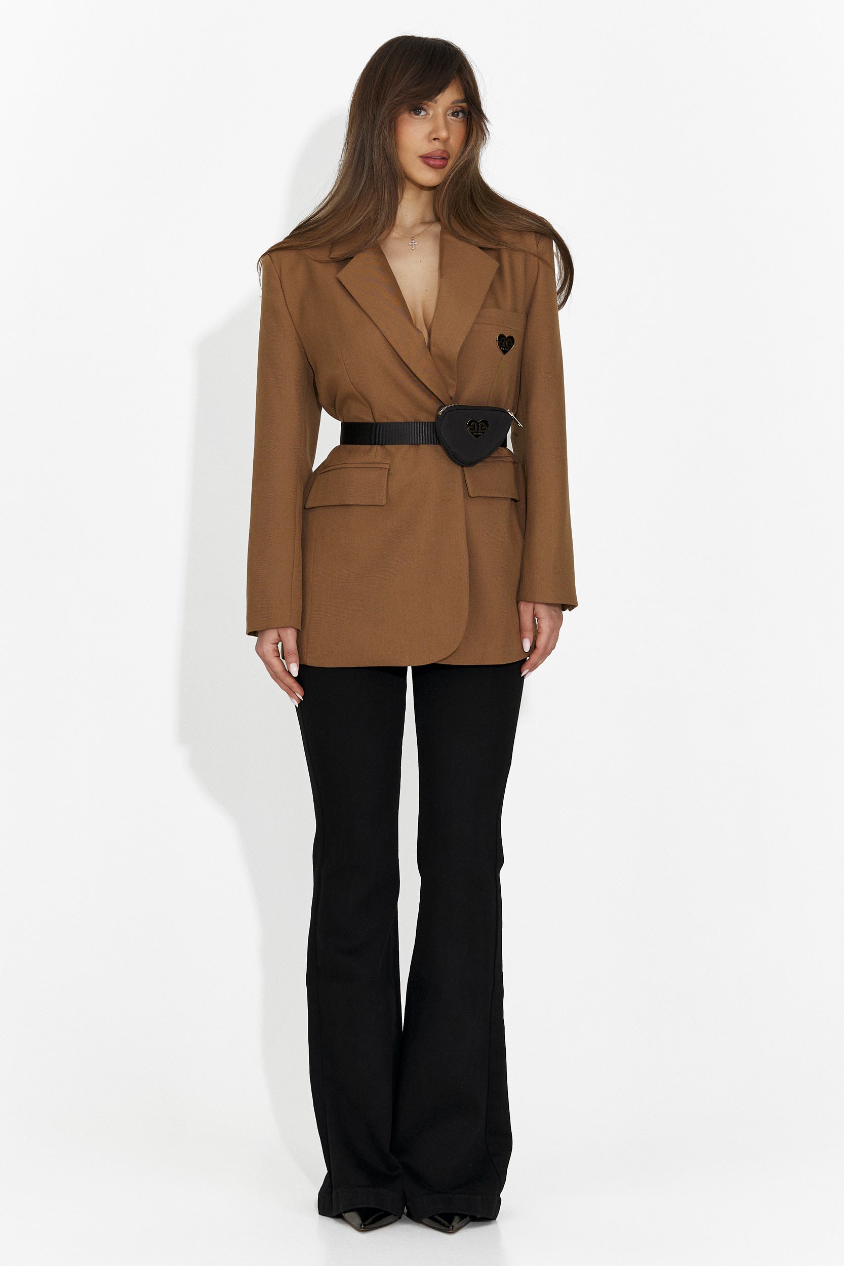 Sacou dama elegant maro Zoira Bogas