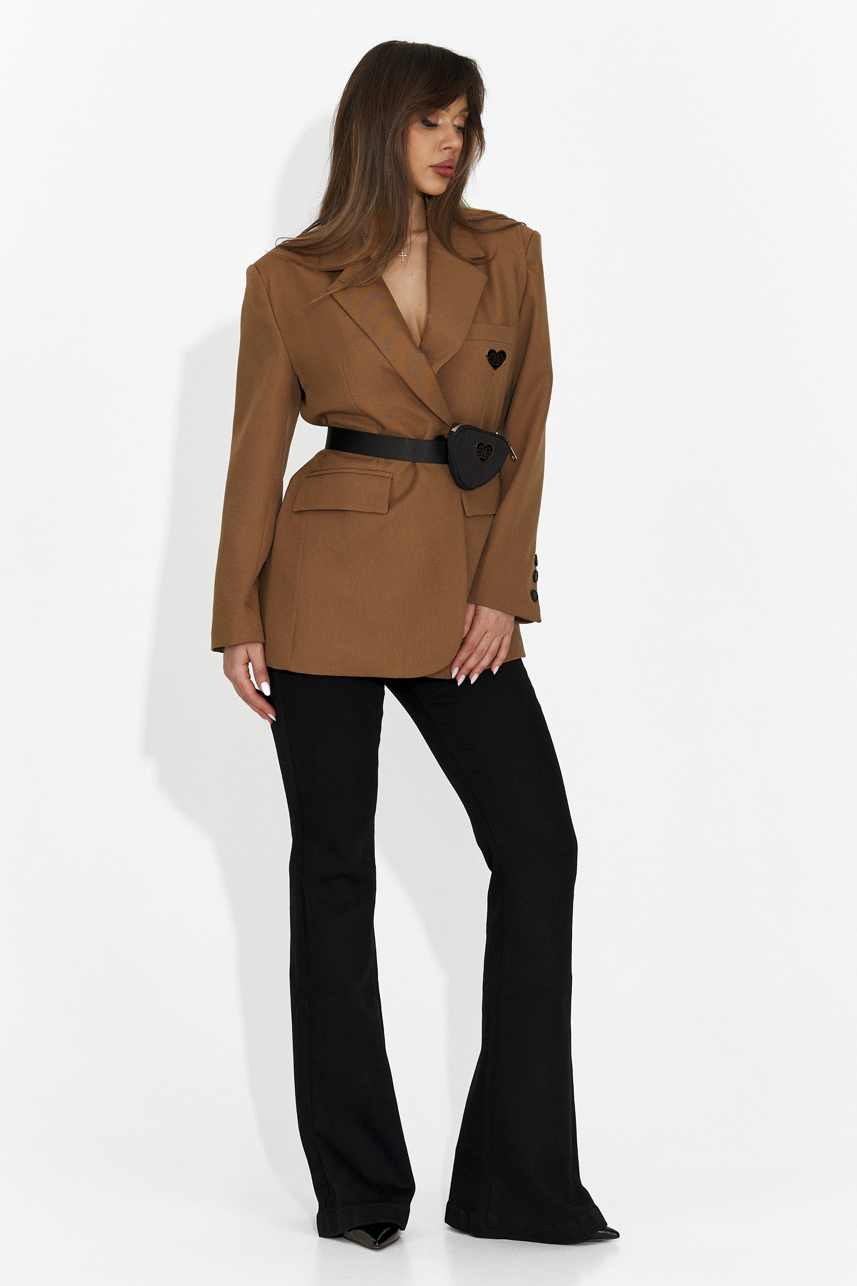 Sacou dama elegant maro Zoira Bogas