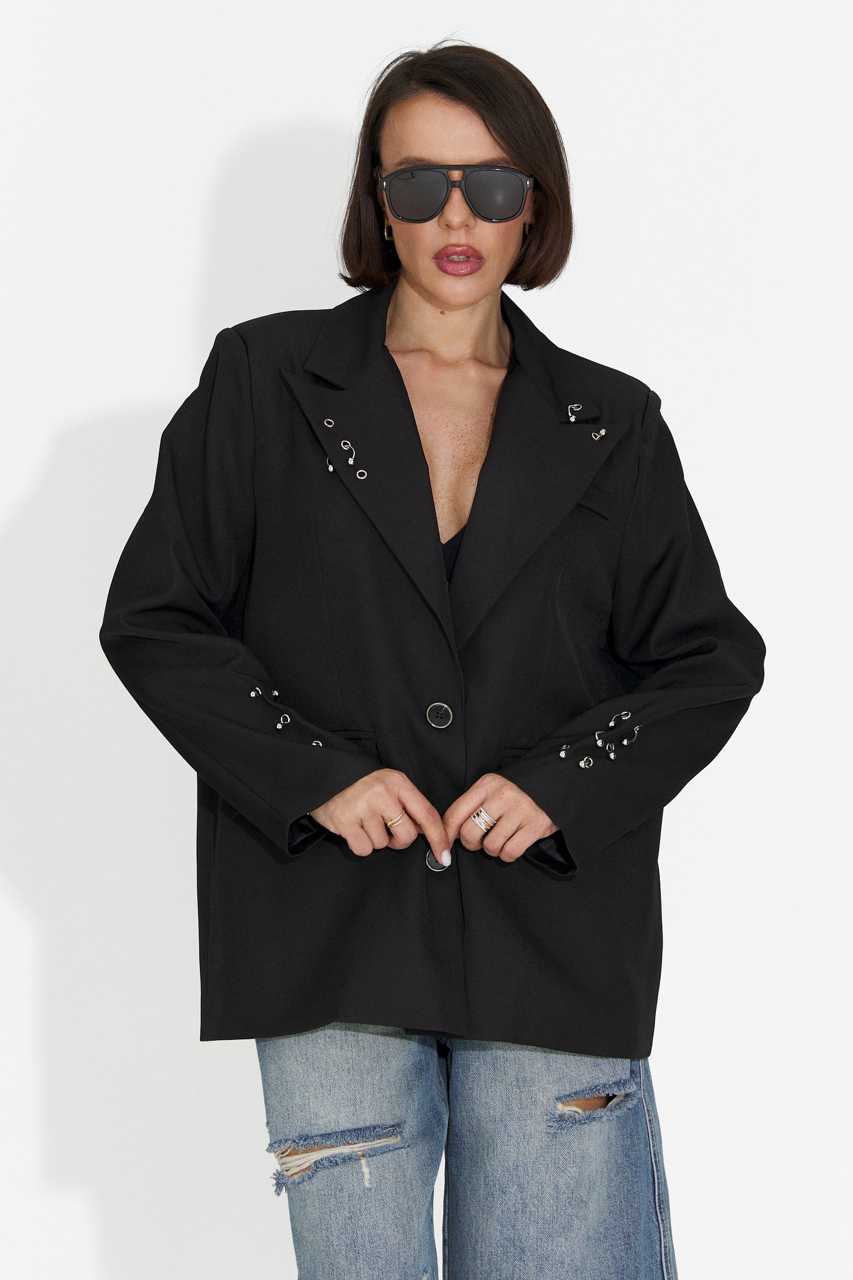 Sacou dama elegant negru Kelda Bogas