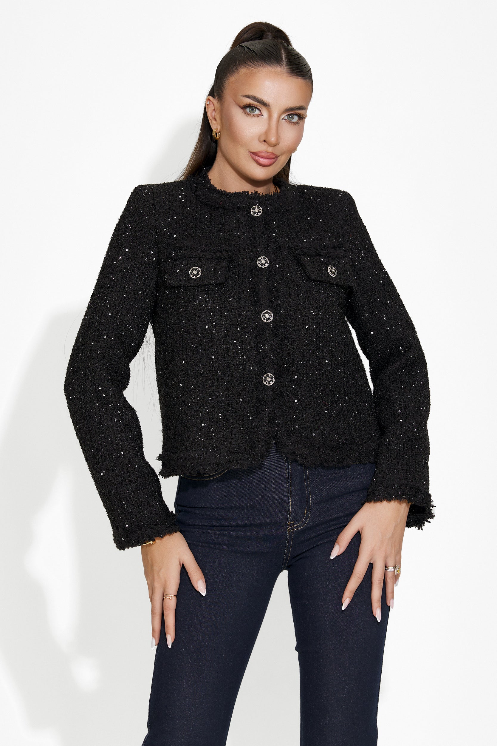 Mareia Bogas elegant black women's jacket