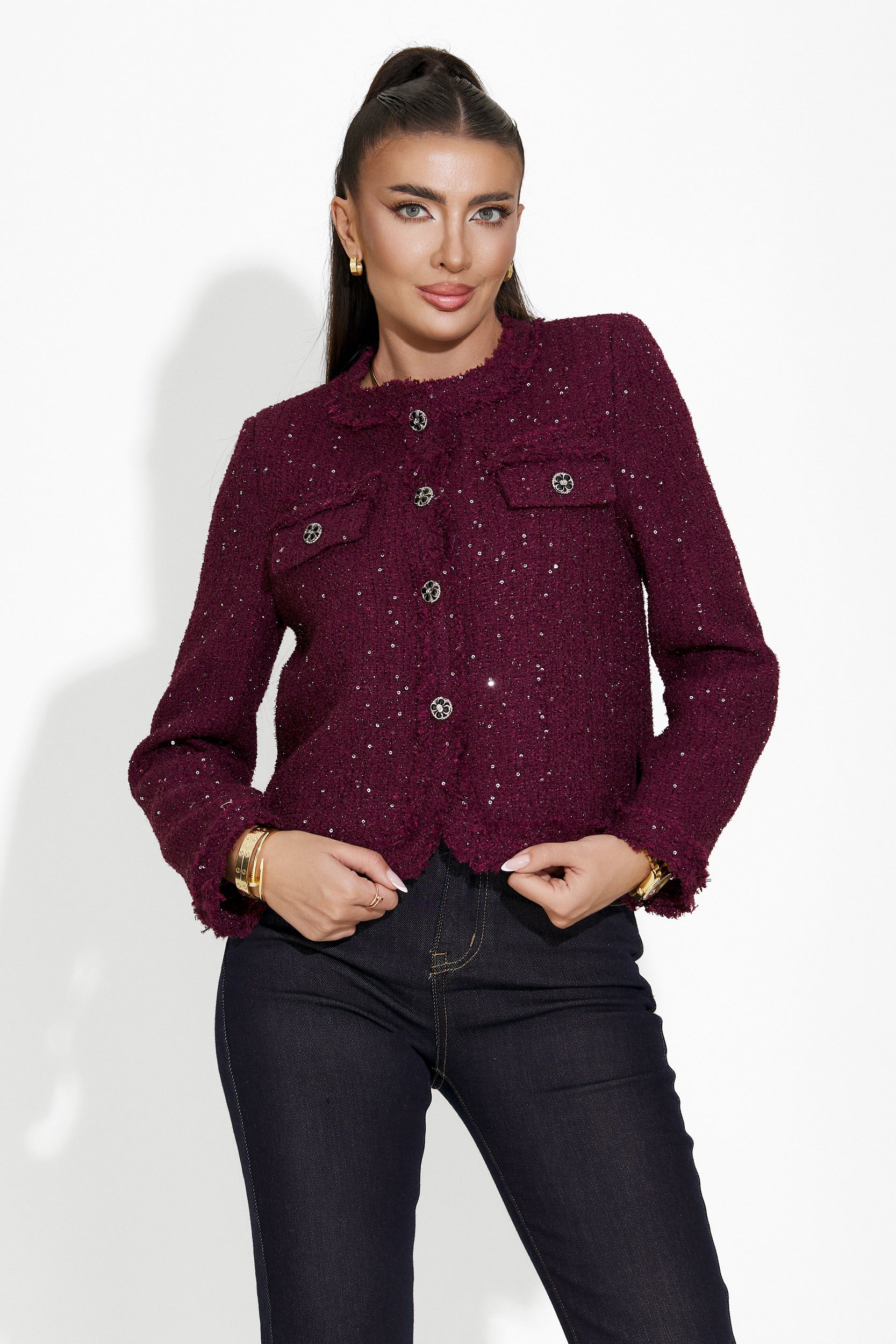 Sacou dama elegant burgundy Mareia Bogas