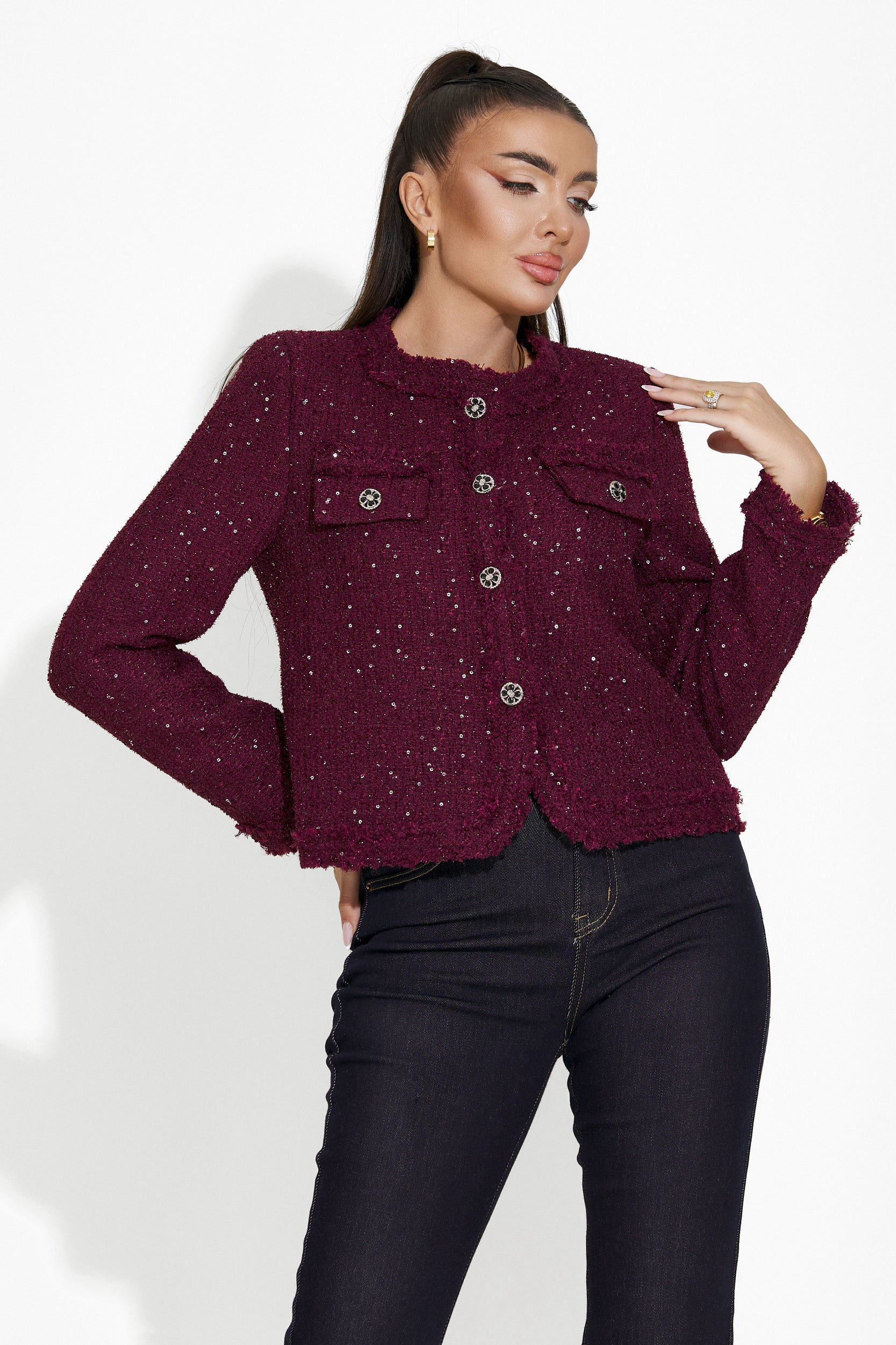 Sacou dama elegant burgundy Mareia Bogas