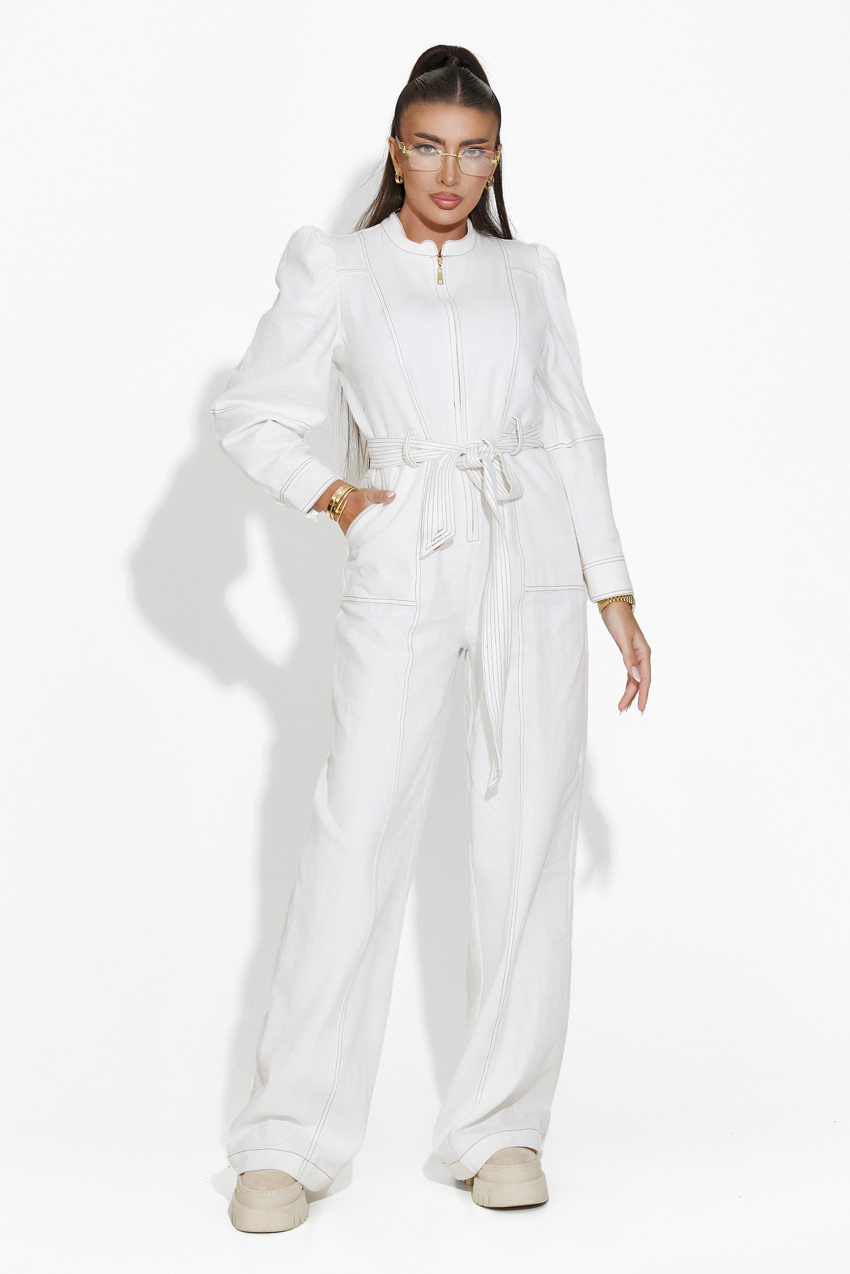 Salopeta dama casual alba Tuyet Bogas