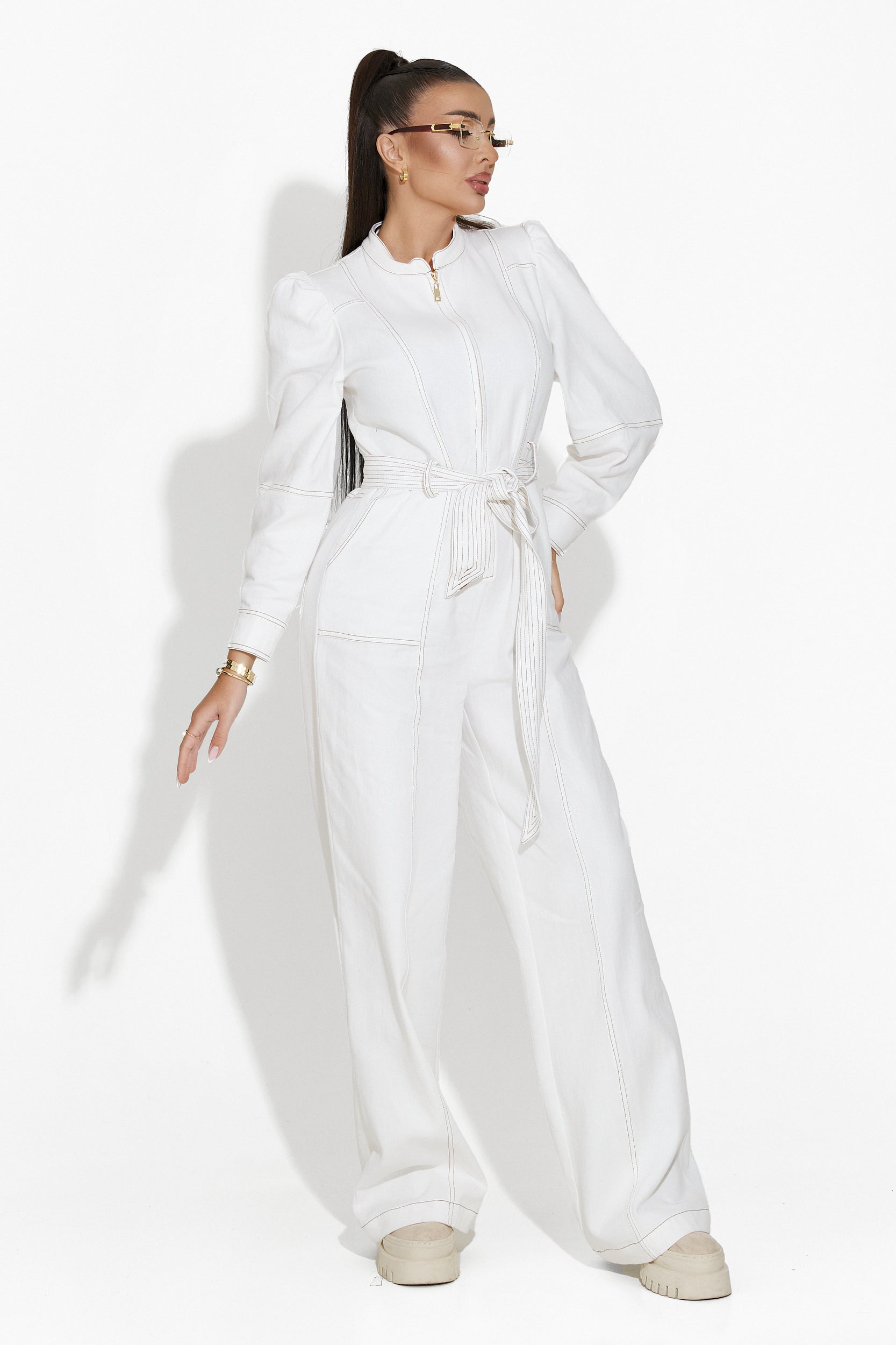 Salopeta dama casual alba Tuyet Bogas