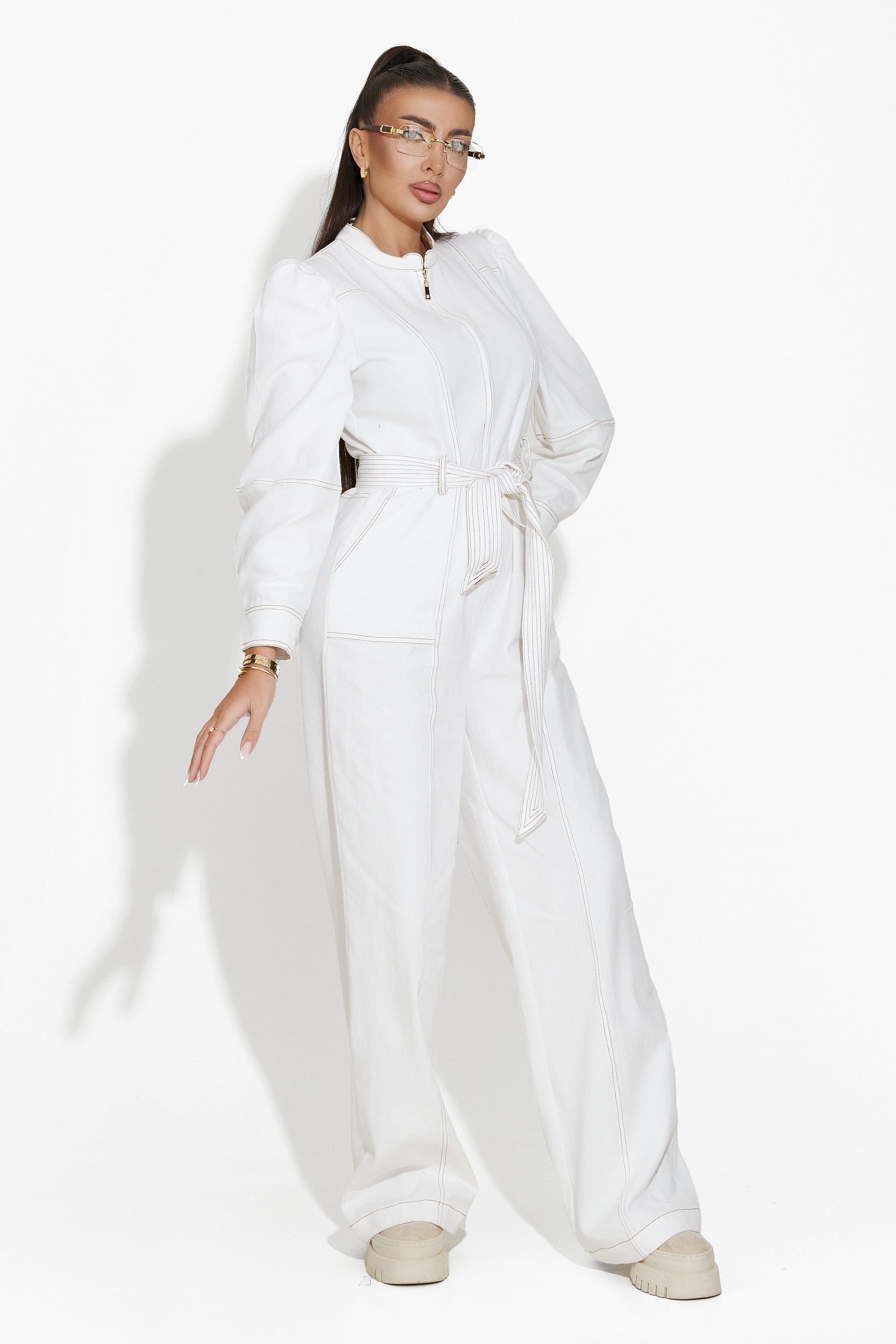 Salopeta dama casual alba Tuyet Bogas