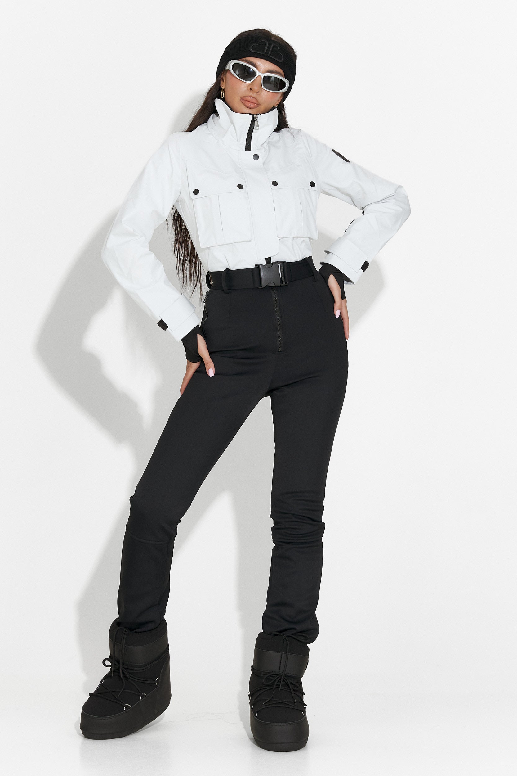 Salopeta ski casual alb negru Glorise Bogas