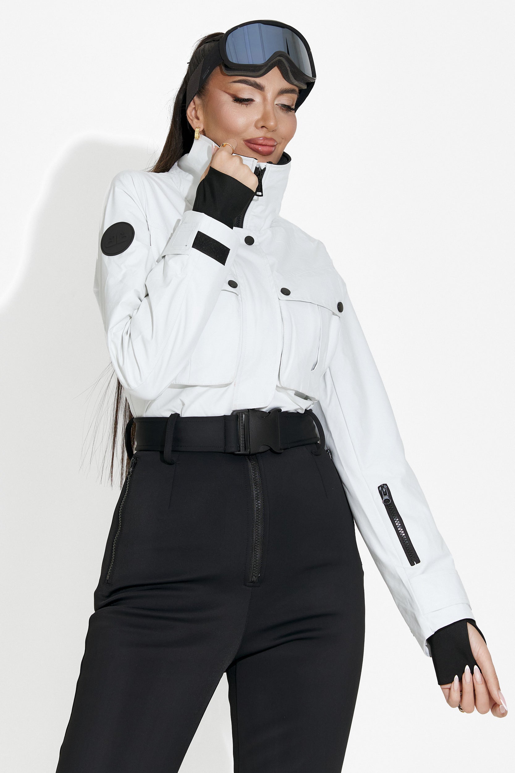 Salopeta ski casual alb negru Whizy Bogas